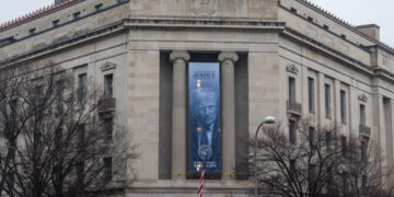 New Trump Banner Hung on Justice Department Headquarters