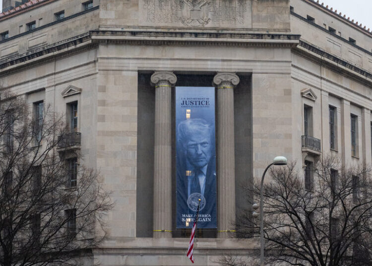 New Trump Banner Hung on Justice Department Headquarters