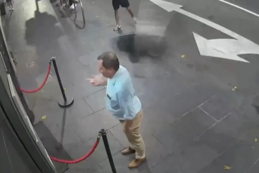 A customer at Bar 20 in Melbourne was struck by a flying chair outside.