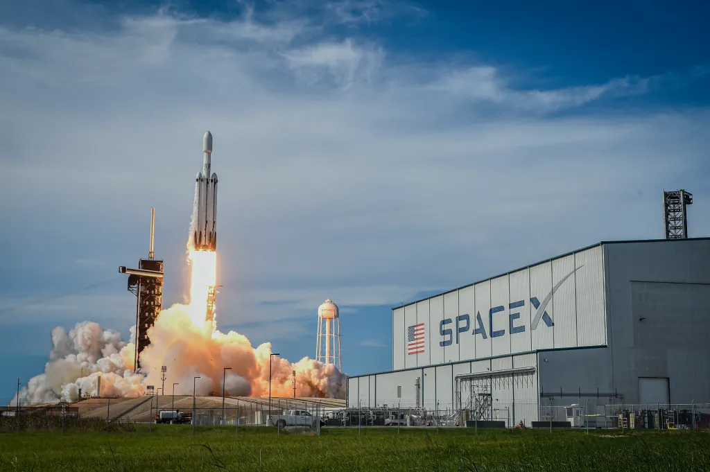 A SpaceX Falcon Heavy rocket carrying the National Oceanic and Atmospheric Administration's (NOAA) weather satellite Geostationary Operational Environmental Satellite U (GOES-U) lifts off from Launch Complex 39A at NASA's Kennedy Space Center, Florida, June 25, 2024.