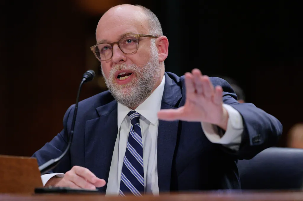 White House Office of Management and Budget Director Russell Vought testifies before the Senate Appropriations Committee about the Trump Administration's attempt to trim government spending in the Dirksen Senate Office Building on June 25, 2025