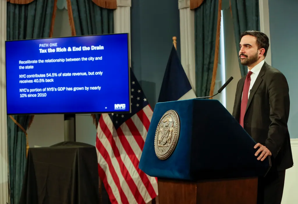 Mayor Zohran Mamdani announces his Fiscal Year 2027 Preliminary Budget on Feb. 17, 2026.
