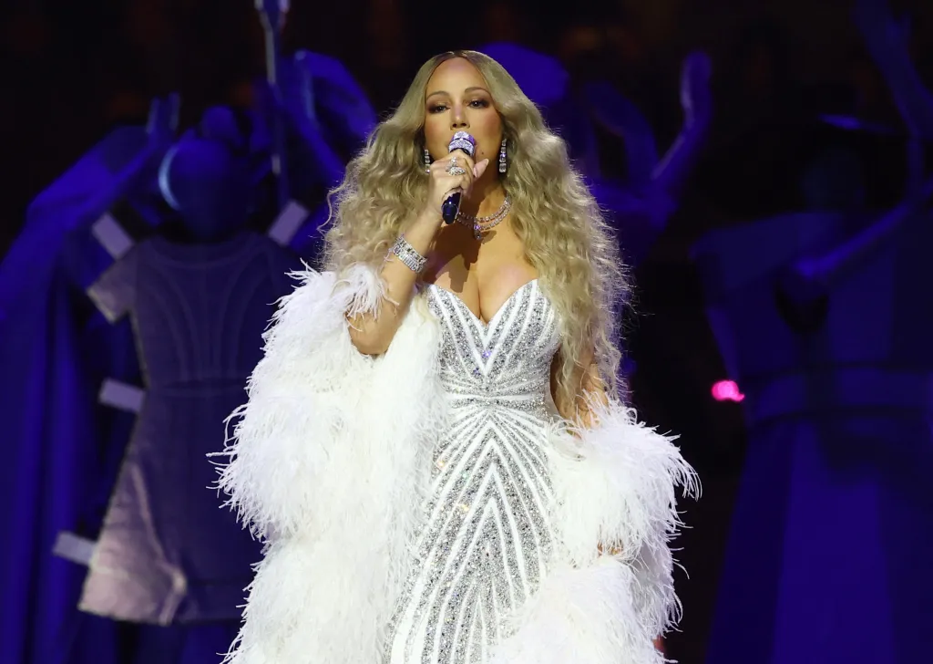 Mariah Carey performs at the Milano Cortina 2026 Olympics Opening Ceremony at San Siro Stadium in Milan, Italy, on Feb. 6, 2026.