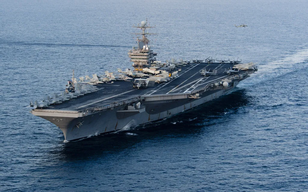 The aircraft carrier USS Abraham Lincoln and associated American warships are in the Arabian Sea.