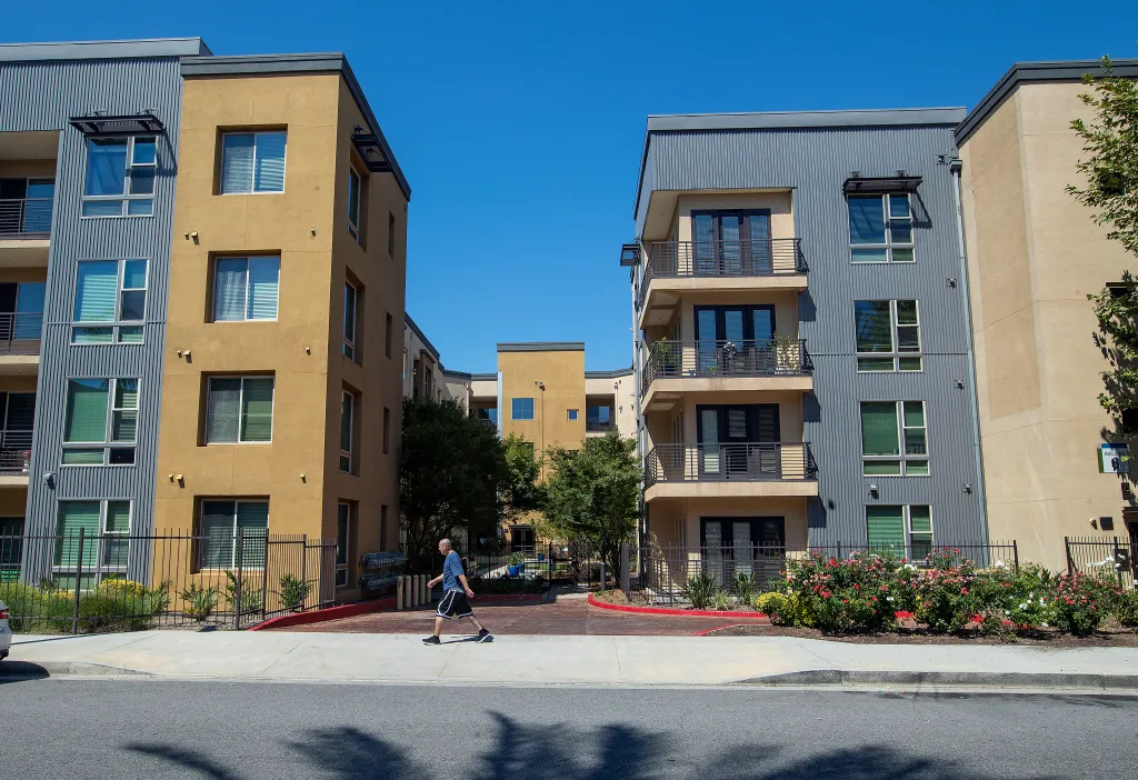 Apartment buildings in Woodland Hills where 233 eviction notices were issued.