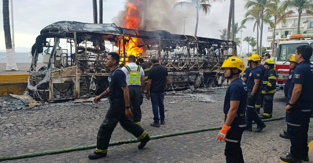Black Smoke, Burning Tires: A Tourist City Is Jolted by Violence in Mexico