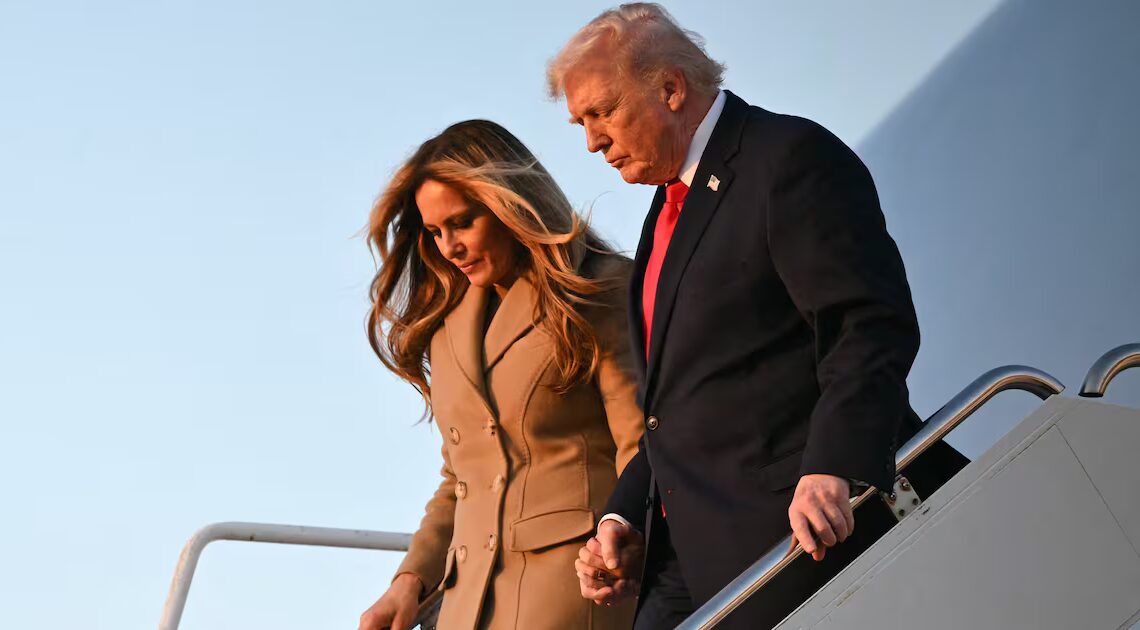 Trump Holds On to Melania for Dear Life While Descending AF1 Stairs