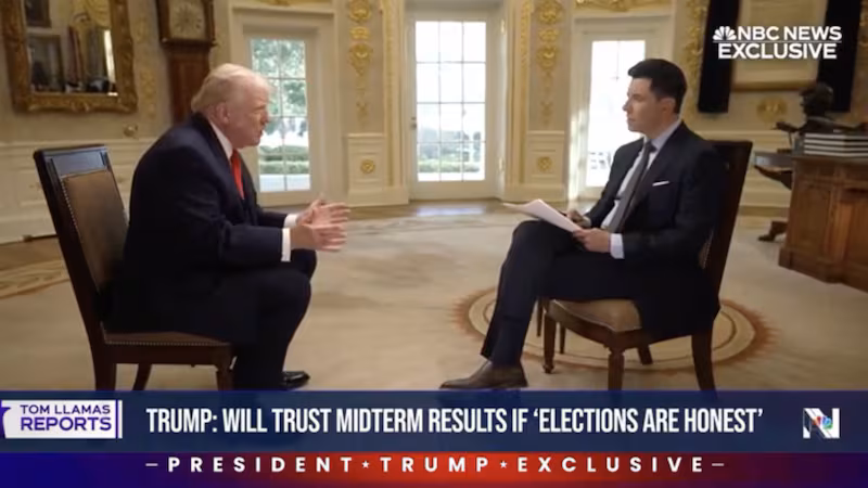 Donald Trump and Tom Llamas in the Oval Office.