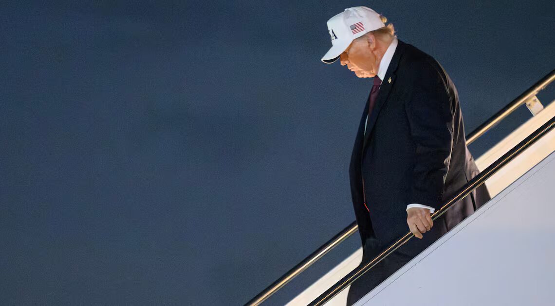 Trump, 79, Ever-So-Slowly Descends Air Force One Stairs