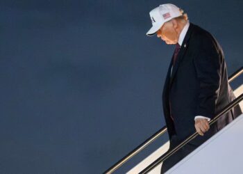 Trump, 79, Ever-So-Slowly Descends Air Force One Stairs