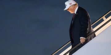 Trump, 79, Ever-So-Slowly Descends Air Force One Stairs