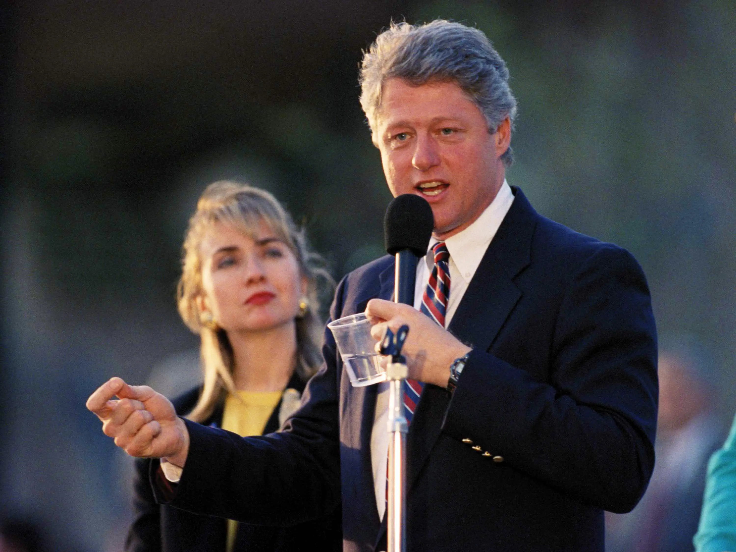 Bill Clinton and Hillary Clinton at a campaign event.