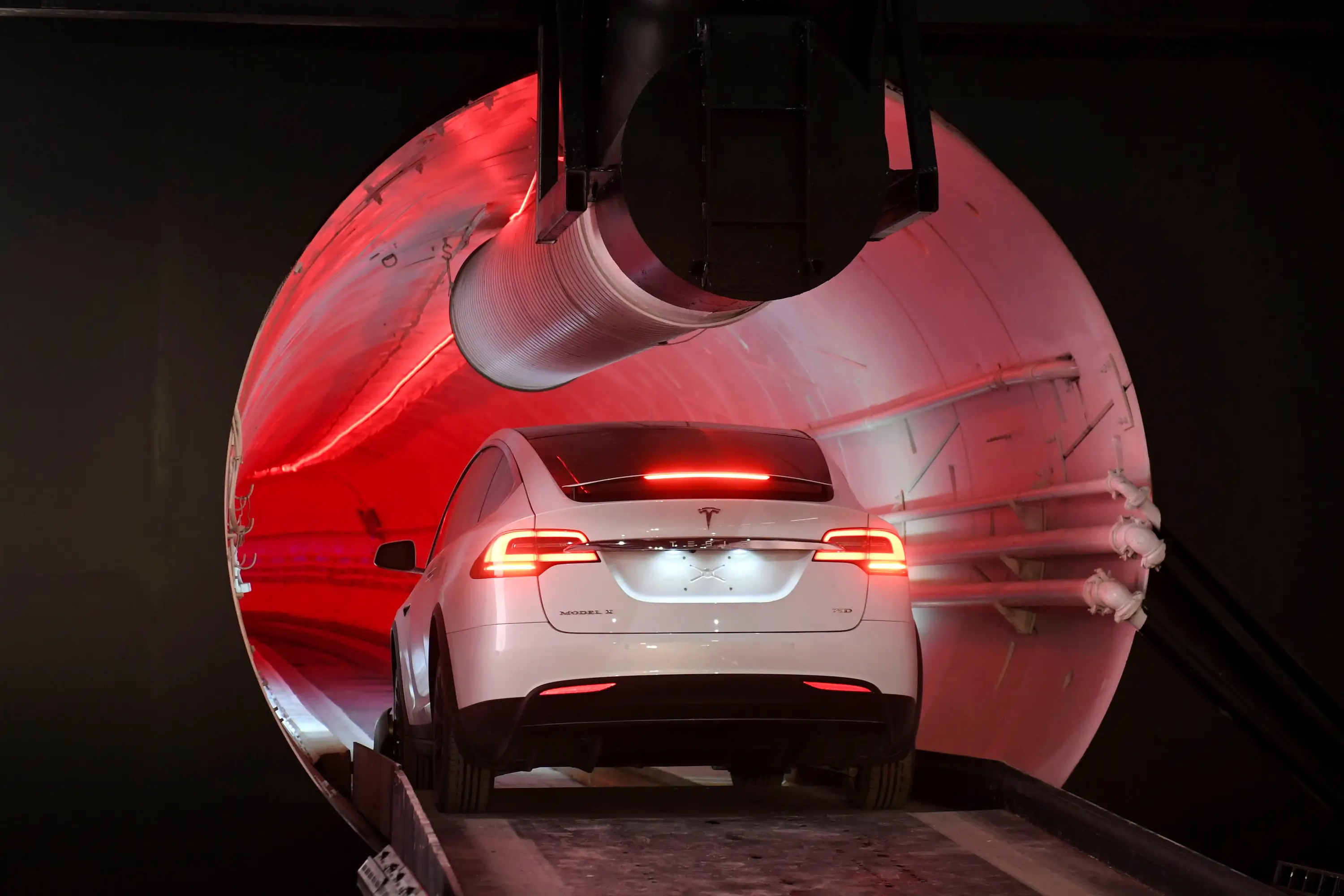 Boring Company Tesla entering tunnel