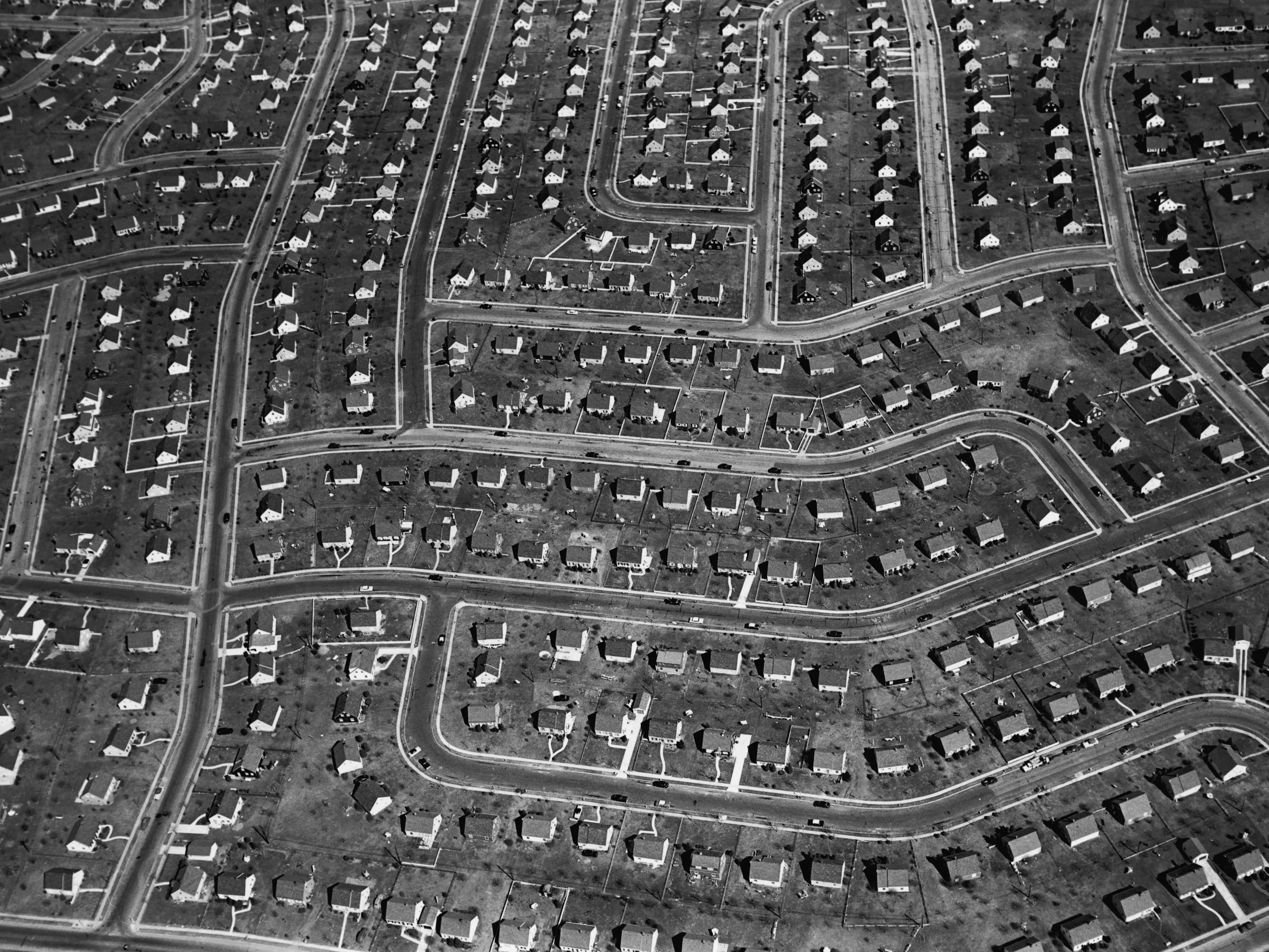 aerial view of suburban community