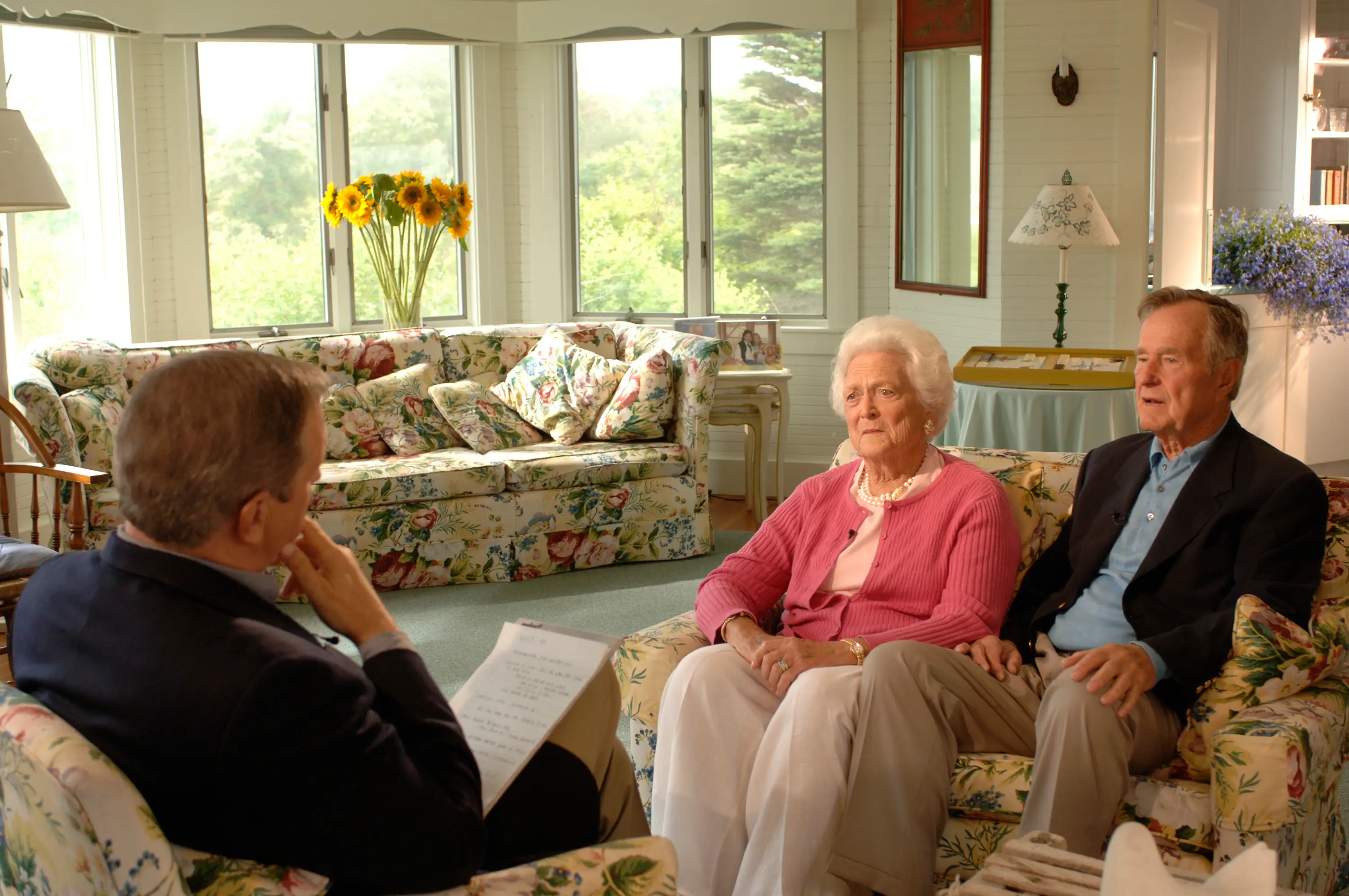 Barbara Bush and George H.W. Bush sit for an interview at their home in Kennebunkport, Maine.