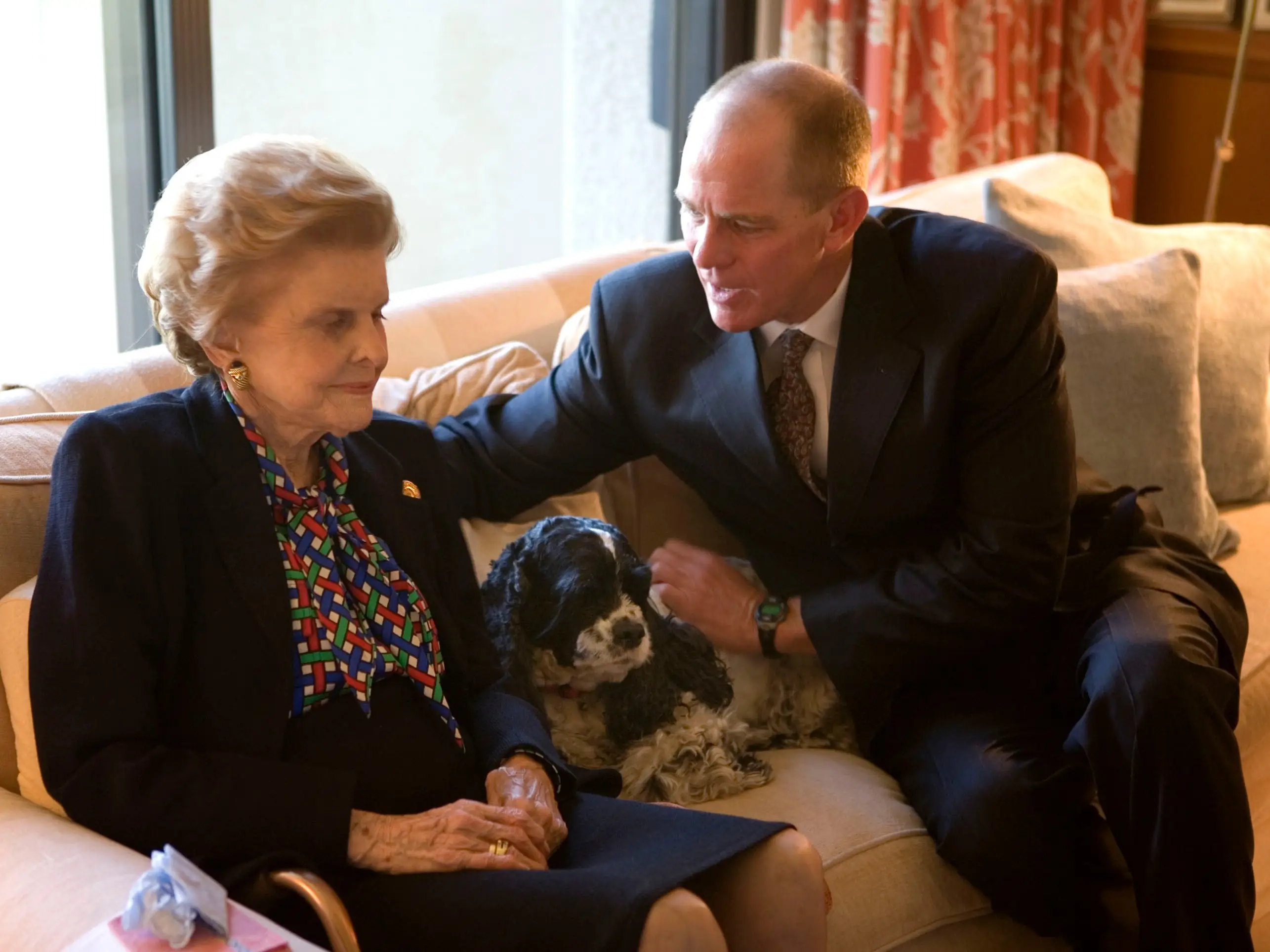 Betty Ford and son Steve Ford in her home.