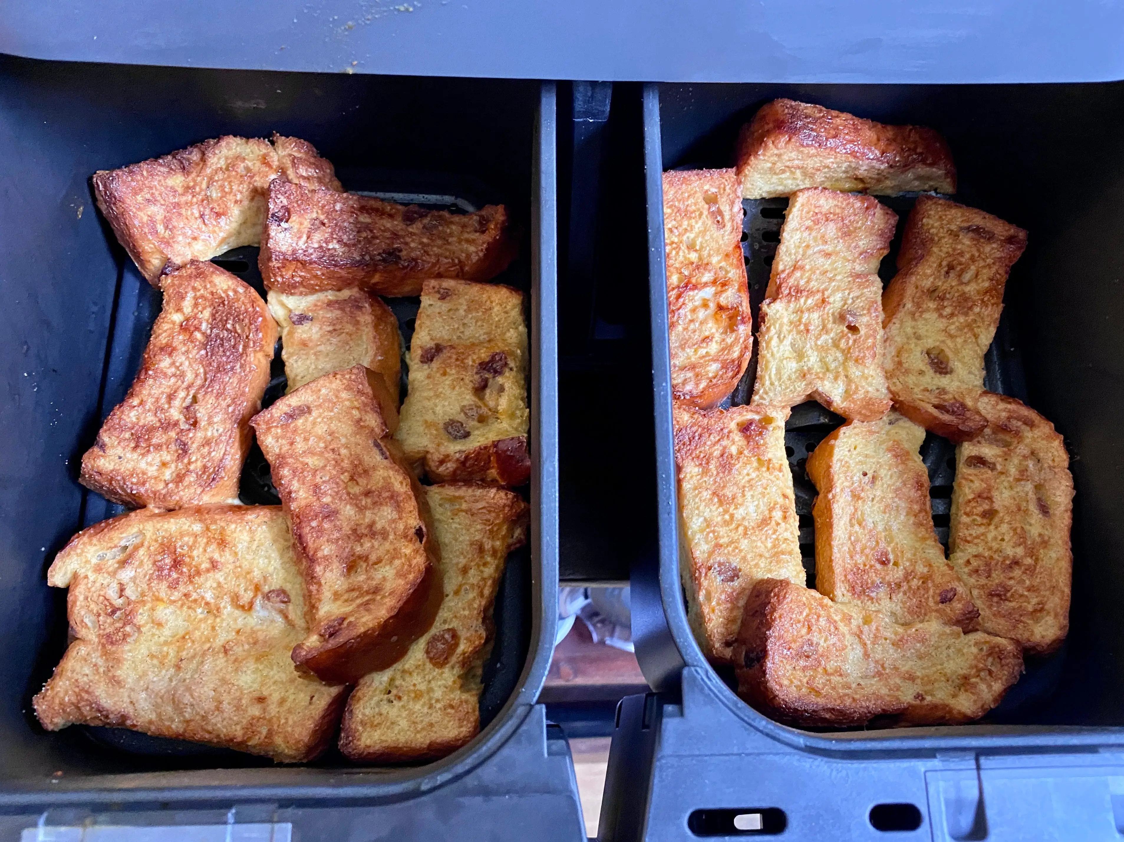 cooked french toast sticks in air fryer basket
