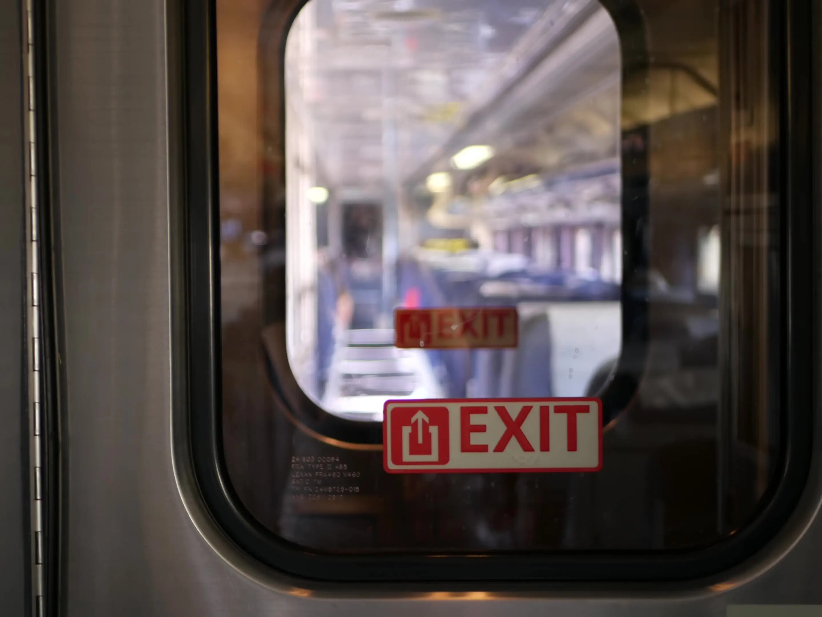 The space in between cars on an Amtrak train with 