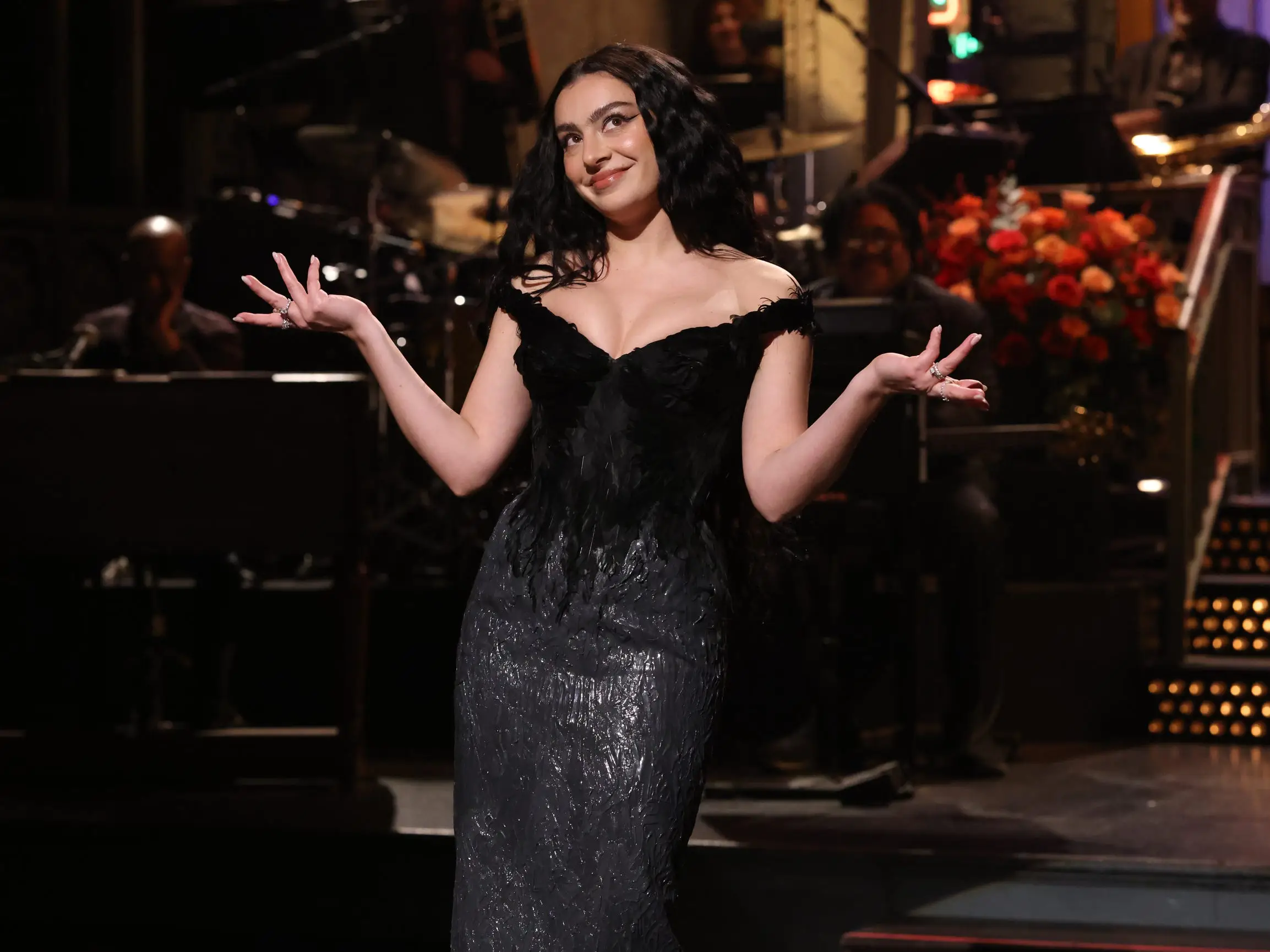 Host and musical guest Charli XCX during the monologue on Saturday, November 16, 2024