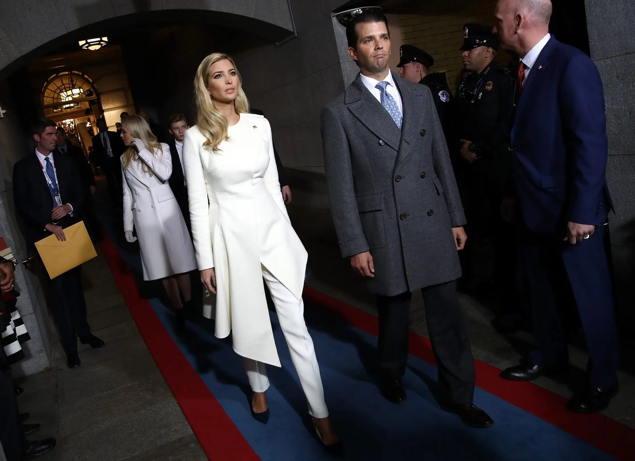 Ivanka Trump and Donald Trump Jr. at the 2017 Inauguration.