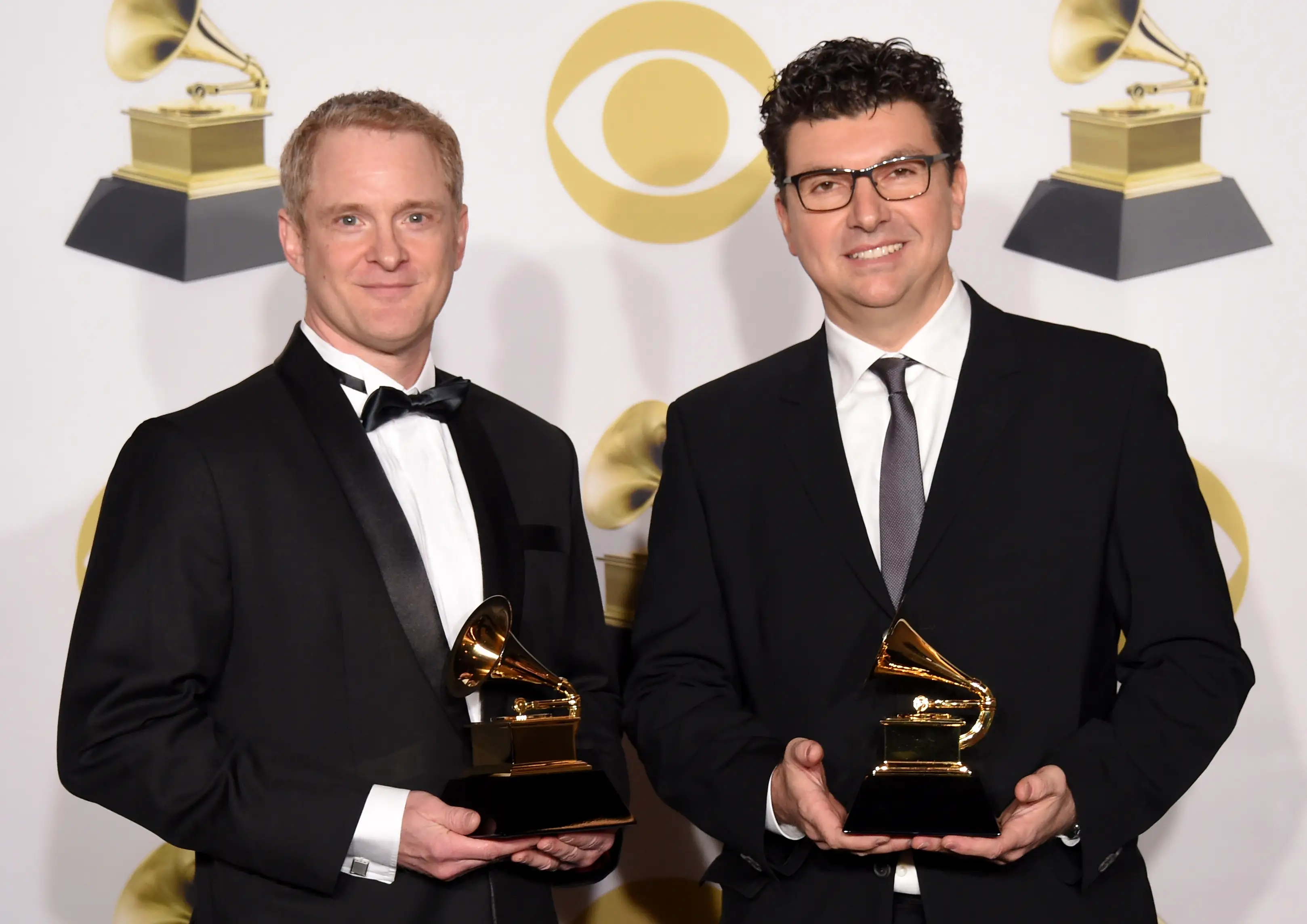 Engineers John Hanes and Serban Ghenea at the 60th Grammys.