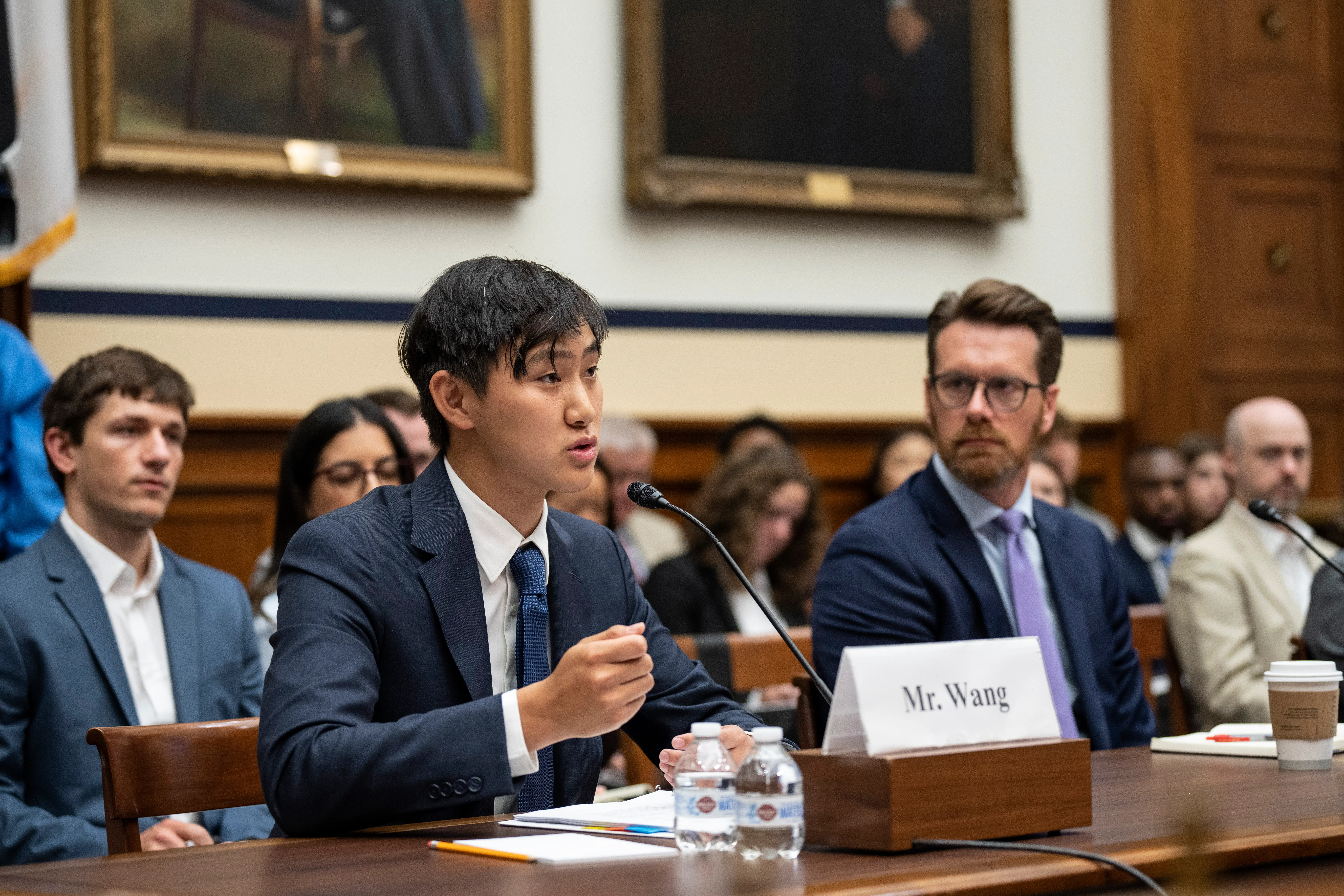 Scale AI CEO Alexandr Wang speaks at a Congressional hearing, July 2023