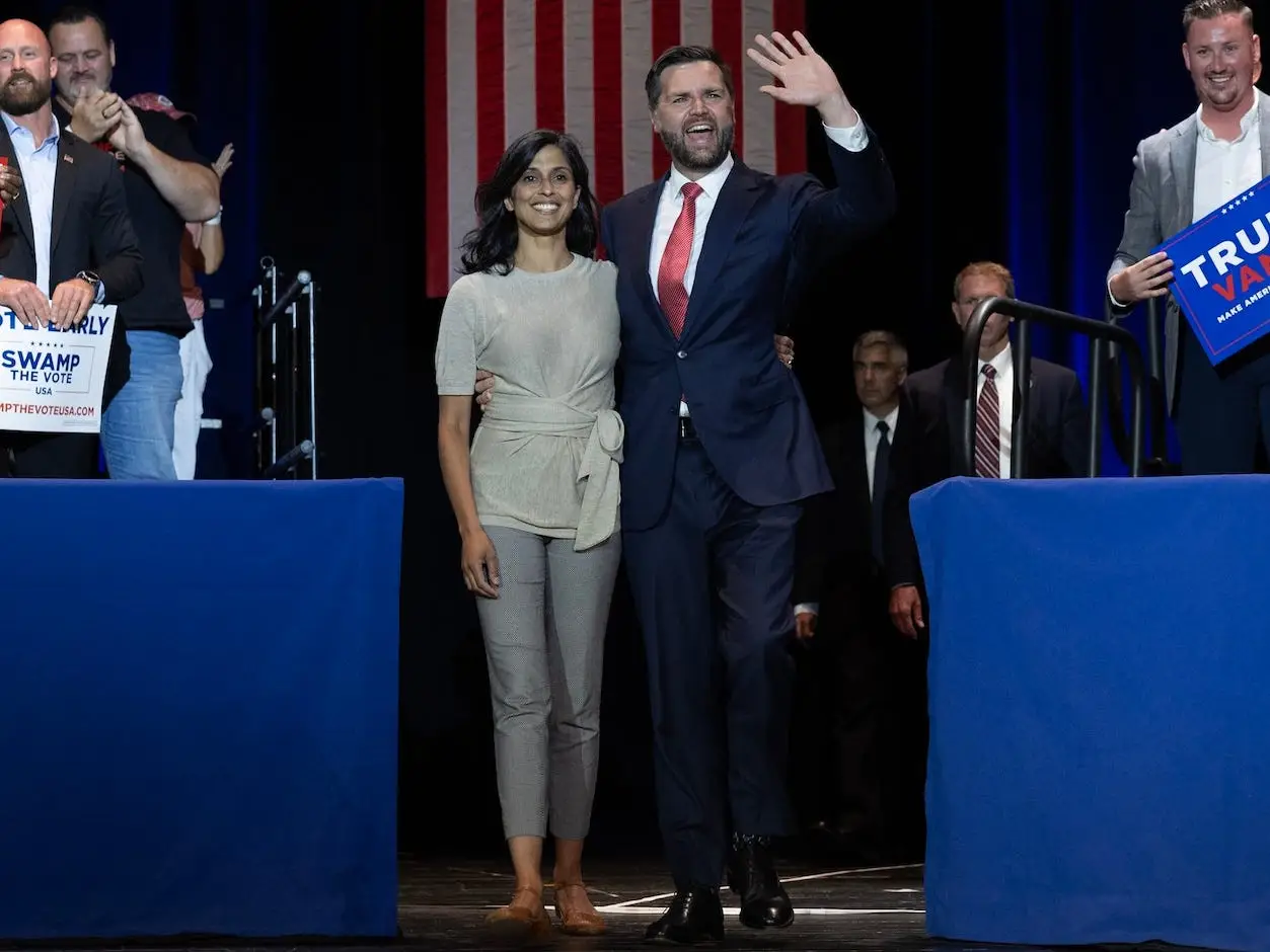 JD Vance and Usha Vance at a rally in July 2024.