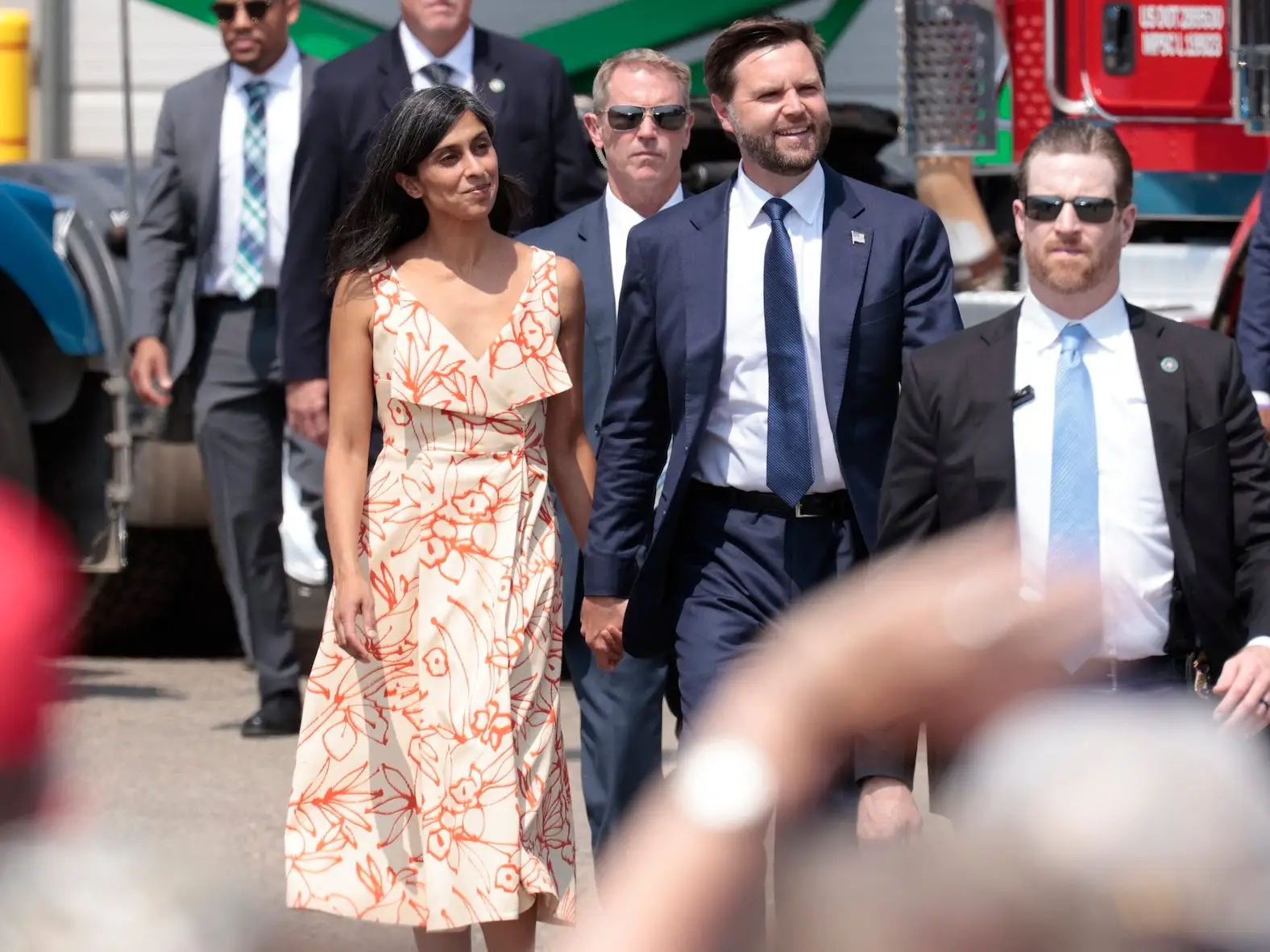 JD Vance and Usha Vance at a rally in August 2024.