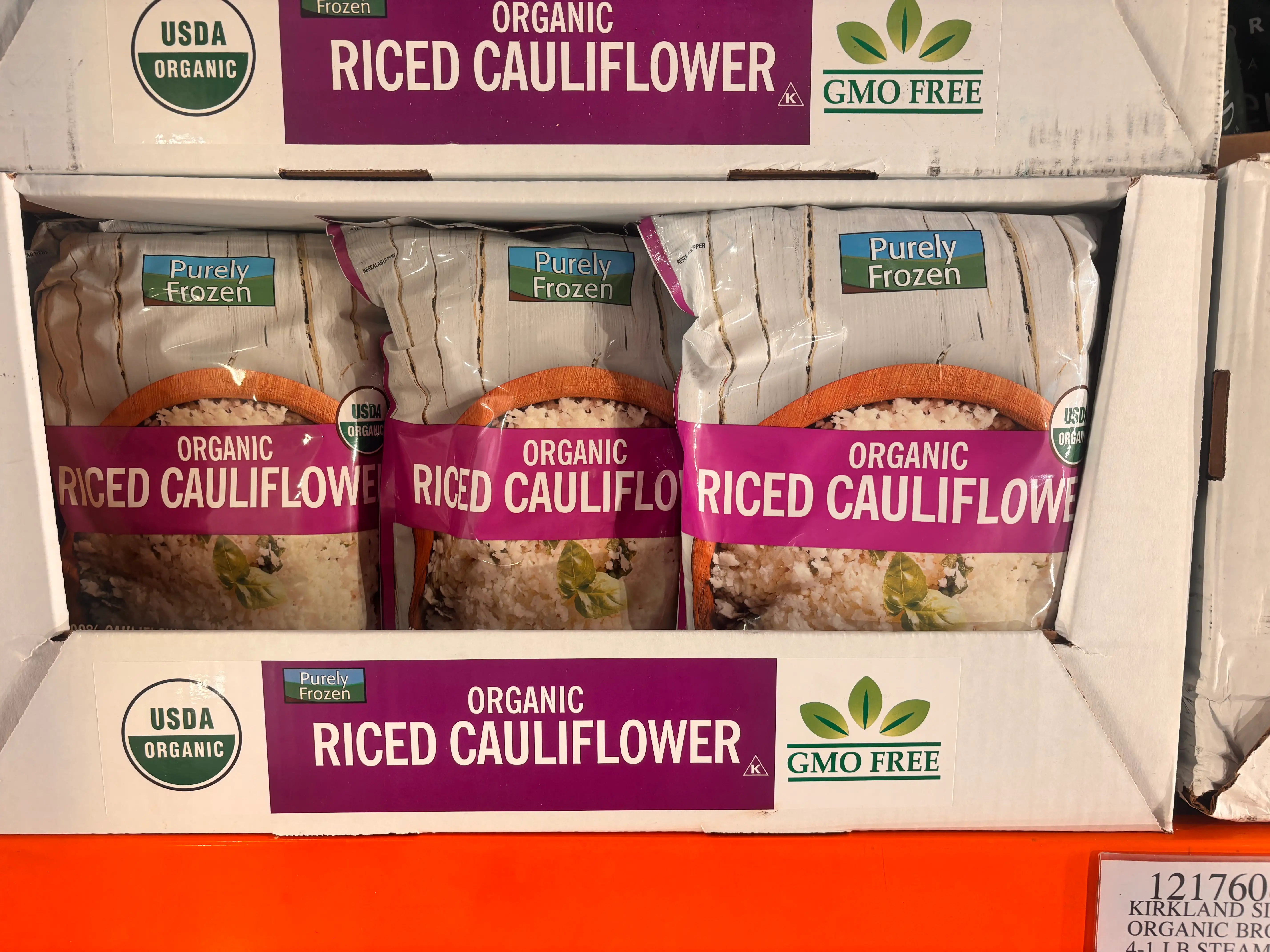Organic riced cauliflower bags at Costco