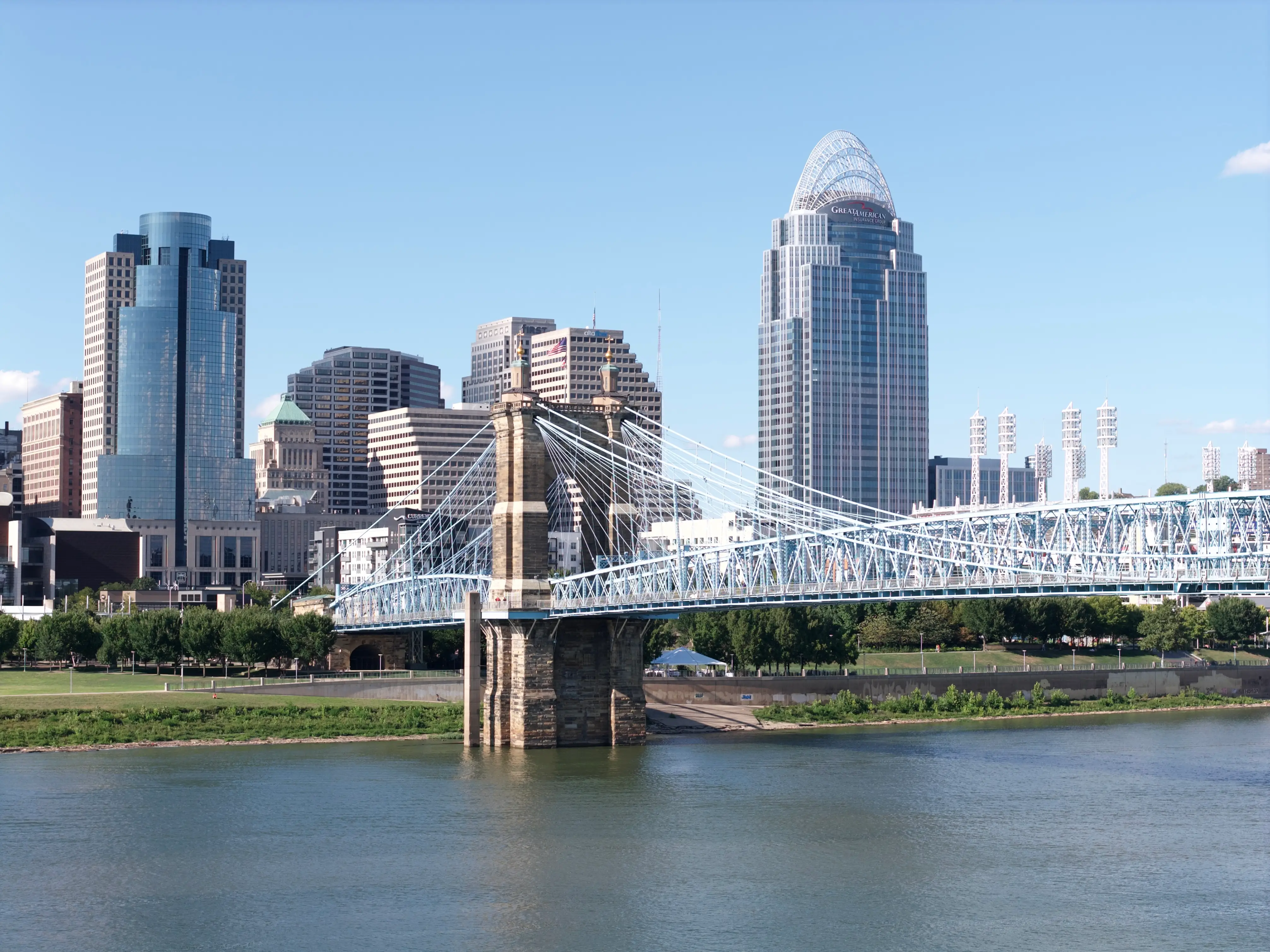 The Cincinnati skyline from the Ohio River.