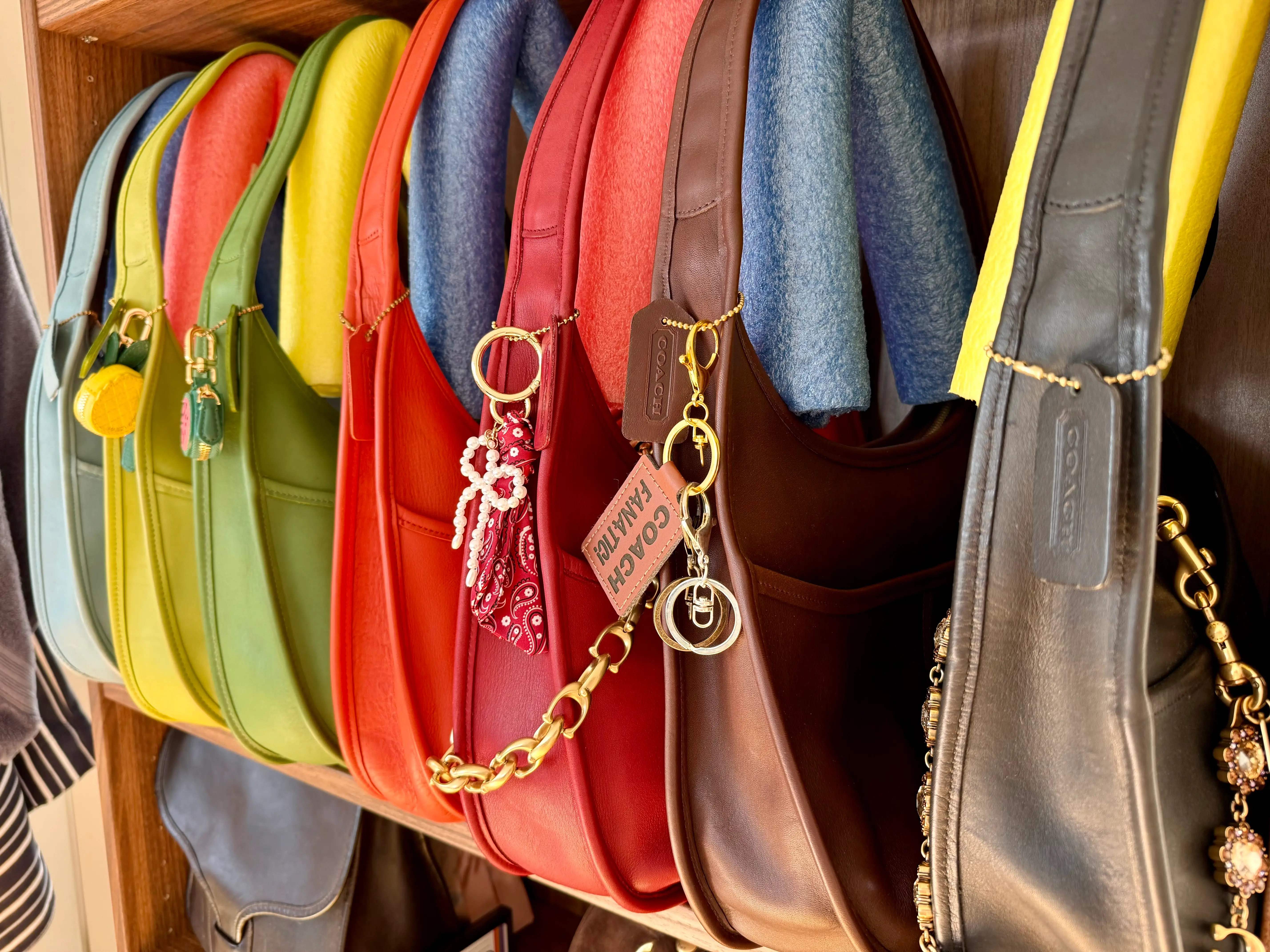 Vintage Coach bags from Jonathan Adona's collection.