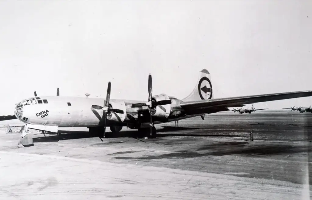 The Enola Gay airplane.