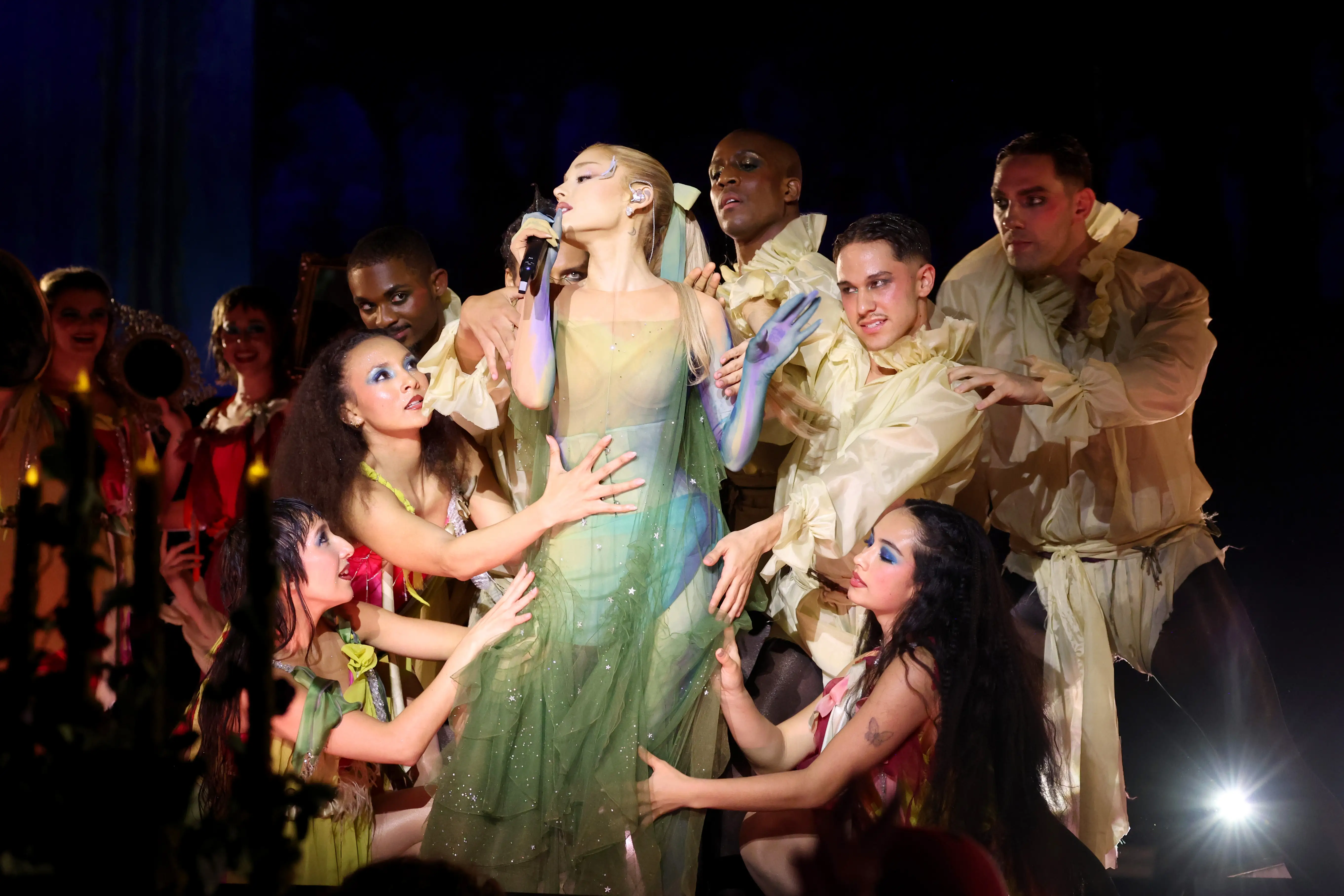 Ariana Grande performs at the 2024 Met Gala.