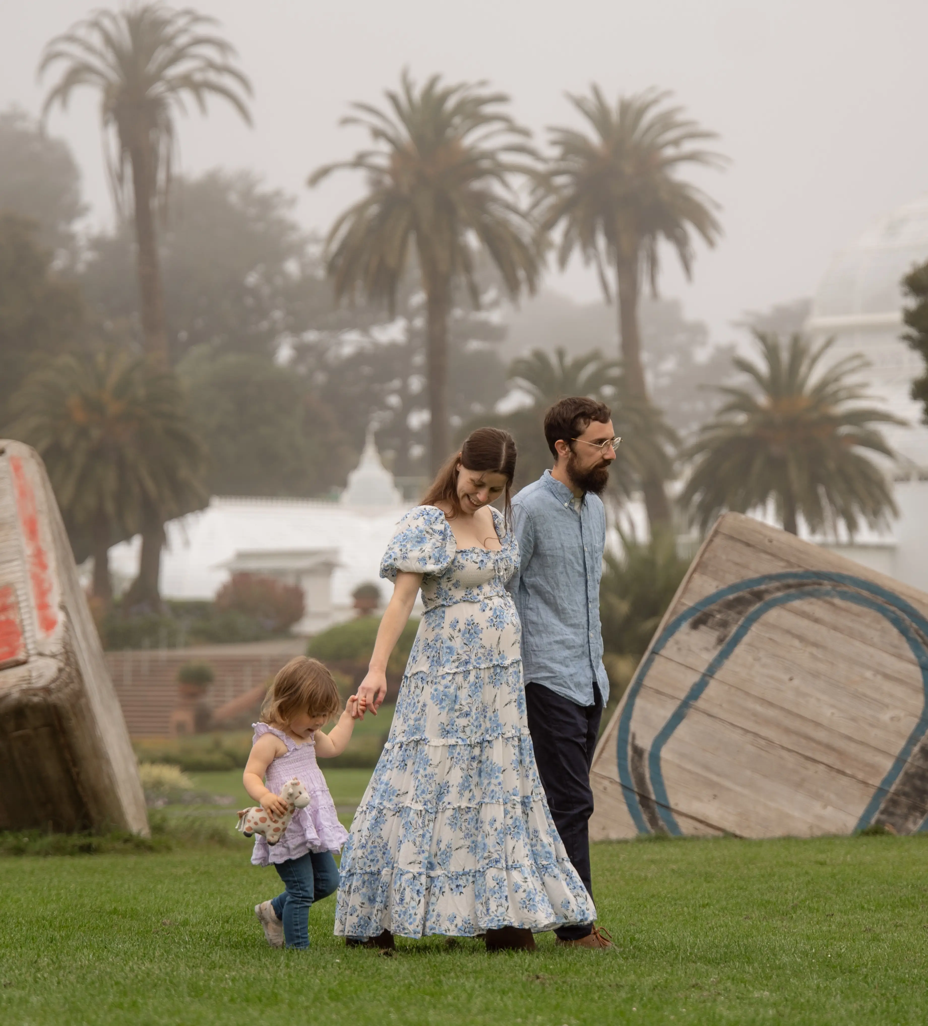 Rachael Fuller, her husband and daughter are pictured.