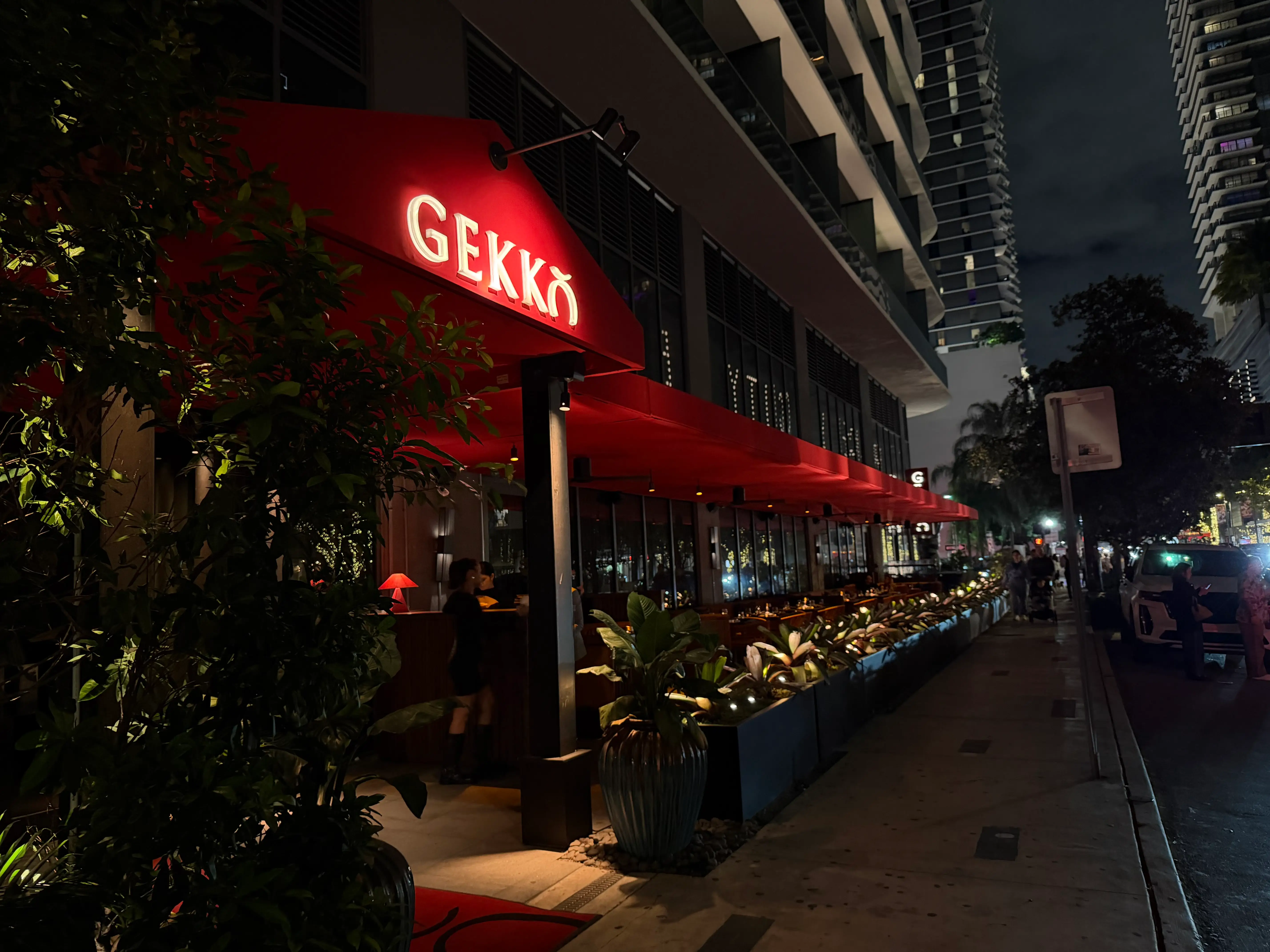 Exterior shot of Bad Bunny's Gekko restaurant in Miami
