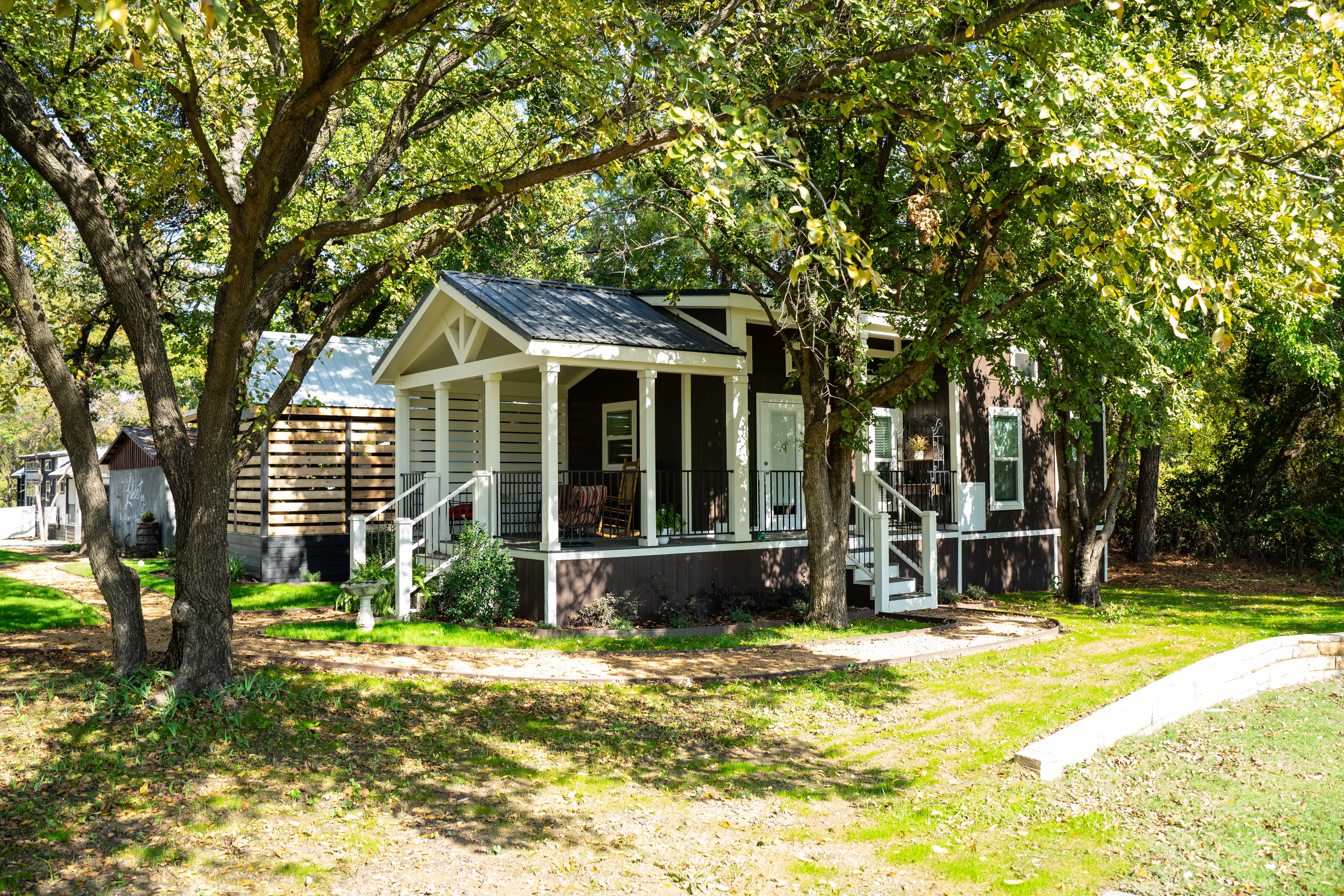 A side view of a tiny home.