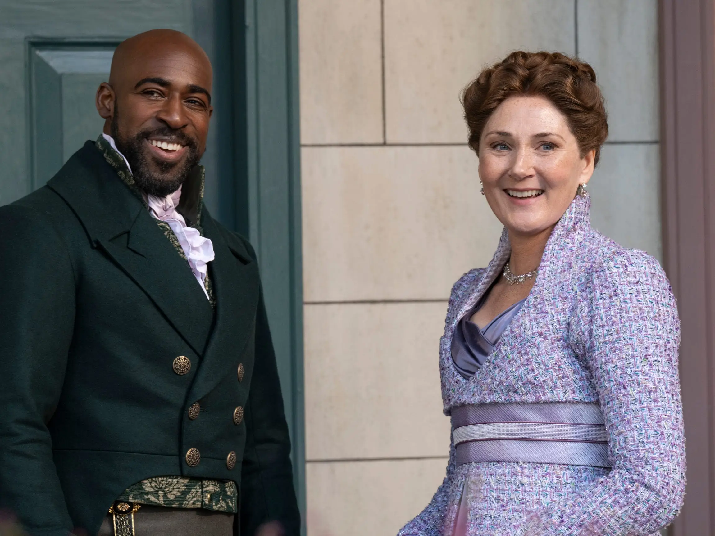 Daniel Francis as Lord Marcus Anderson and Ruth Gemmell as Lady Violet Bridgerton in season four of