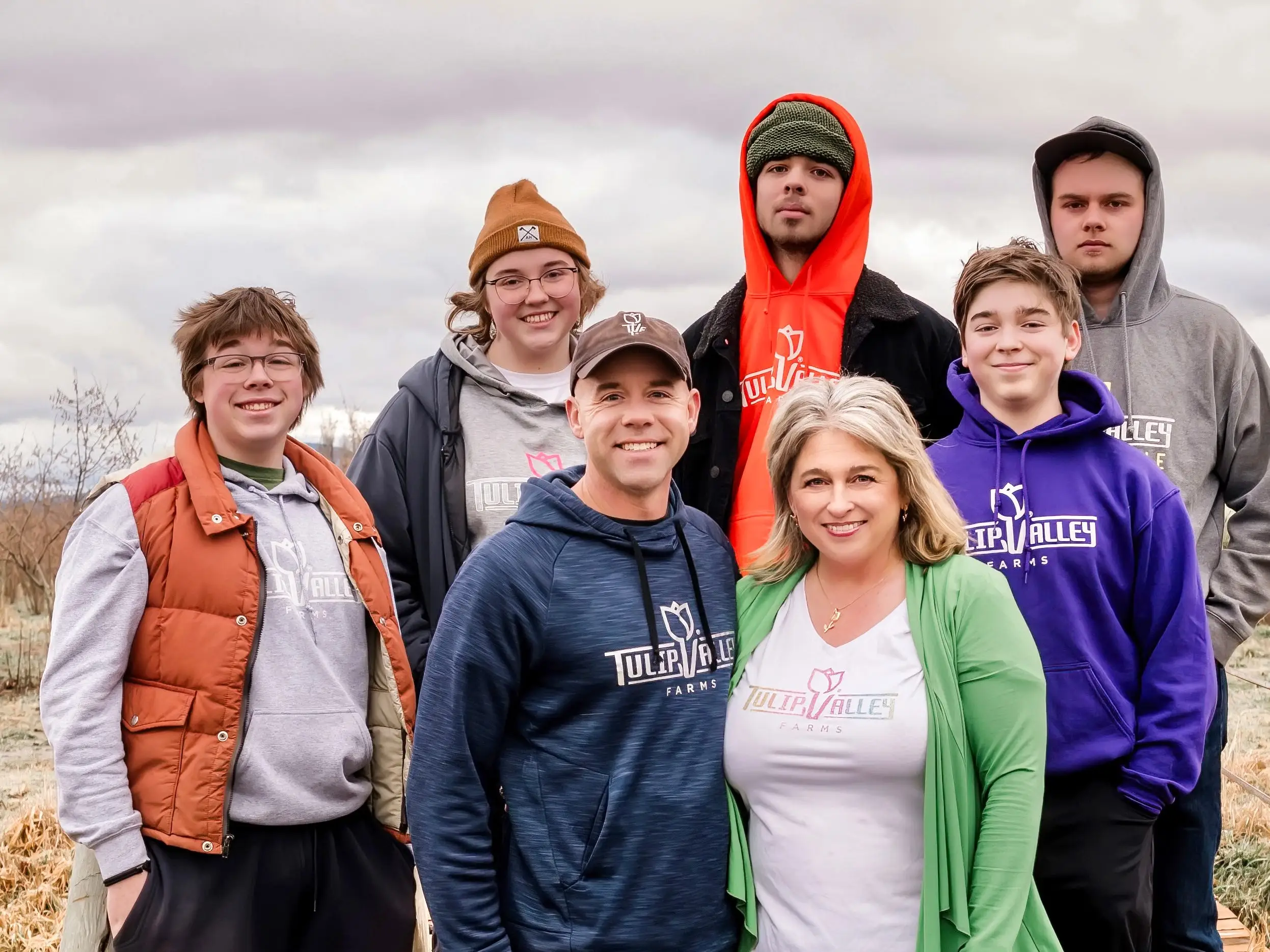 Andrew Miller and his family on Tulip Farm.