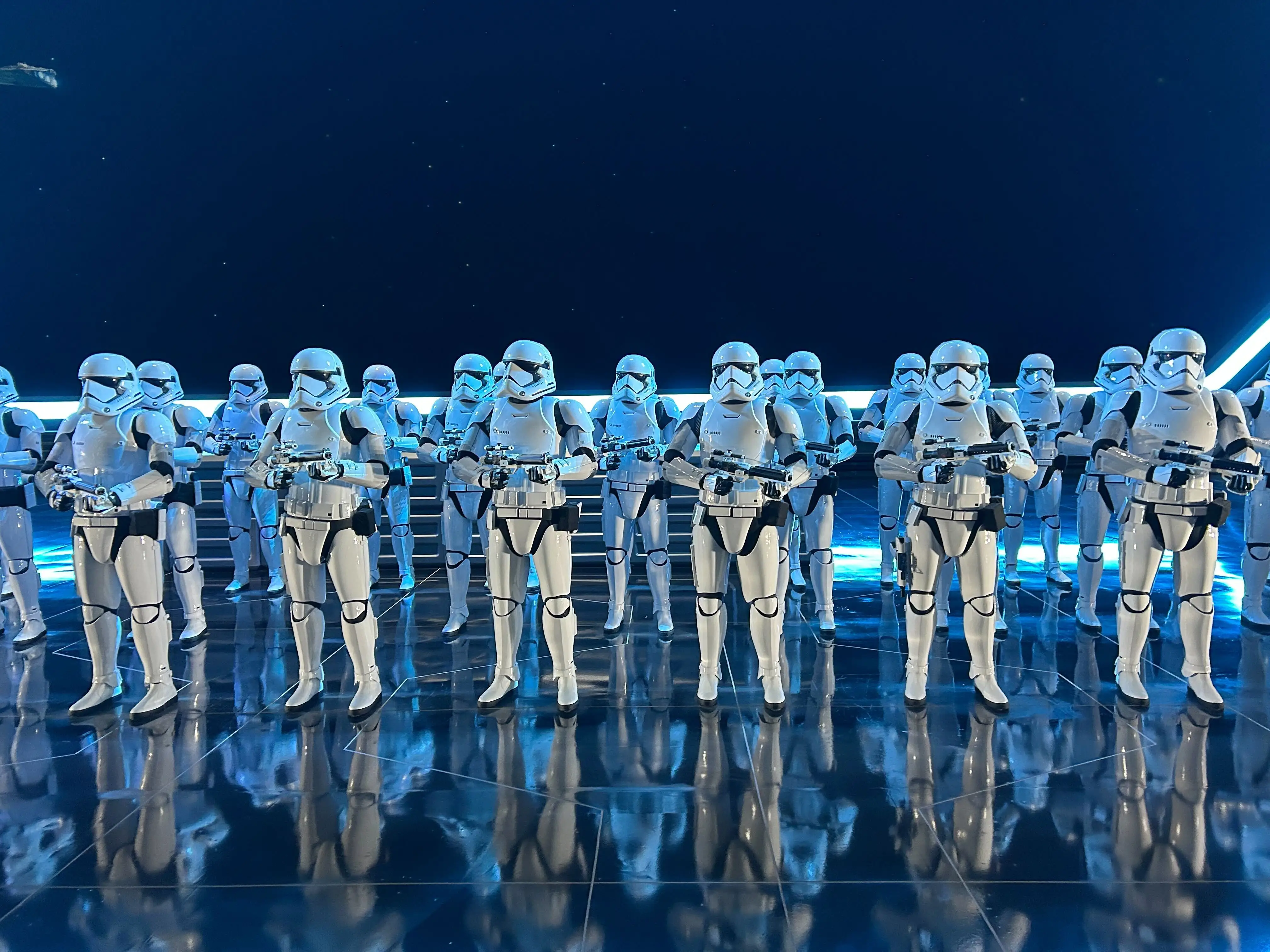 Stormtroopers at the Rise of the Resistance ride in Epcot.