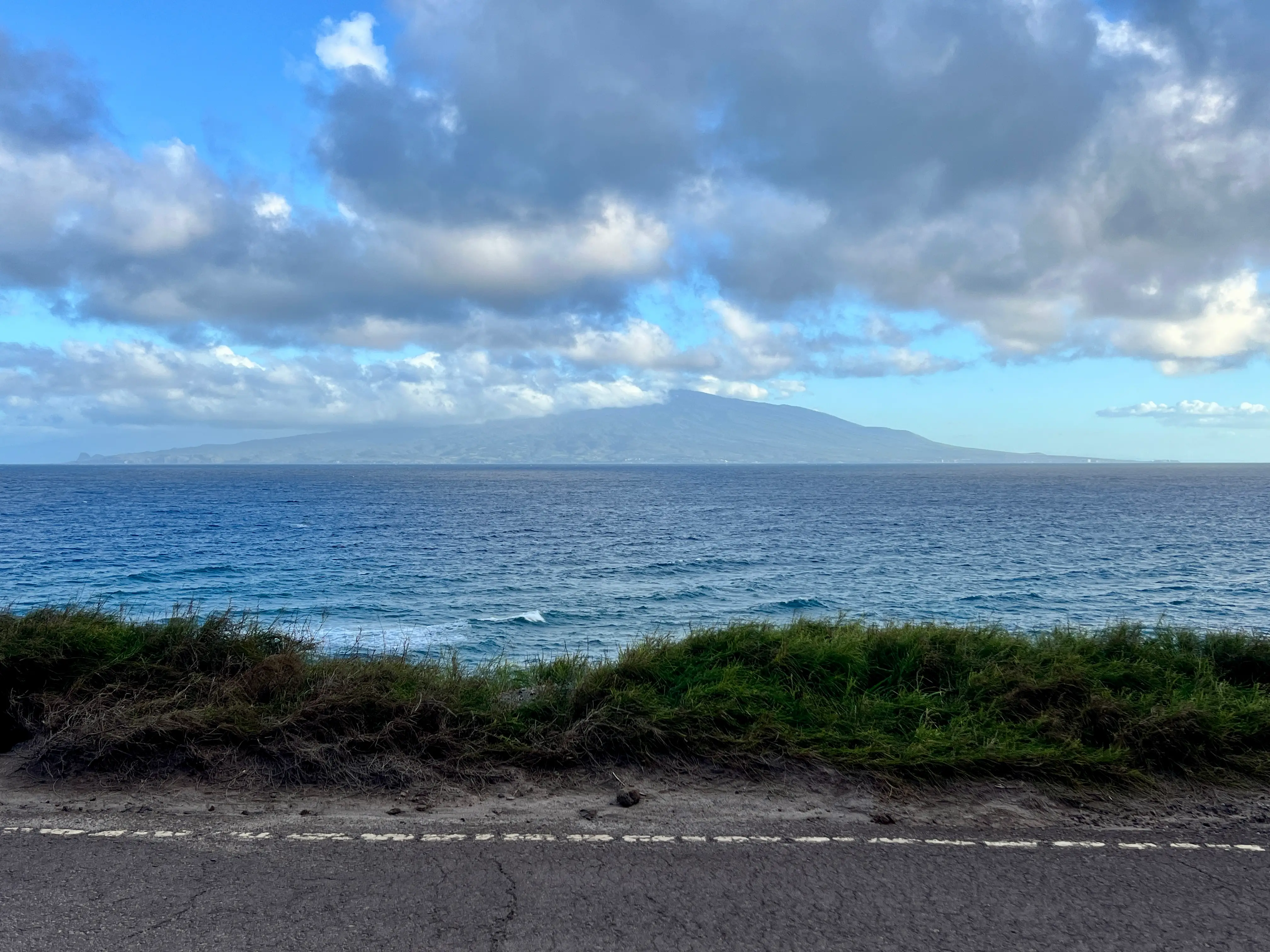 View of Maui in the distance from Molokai street