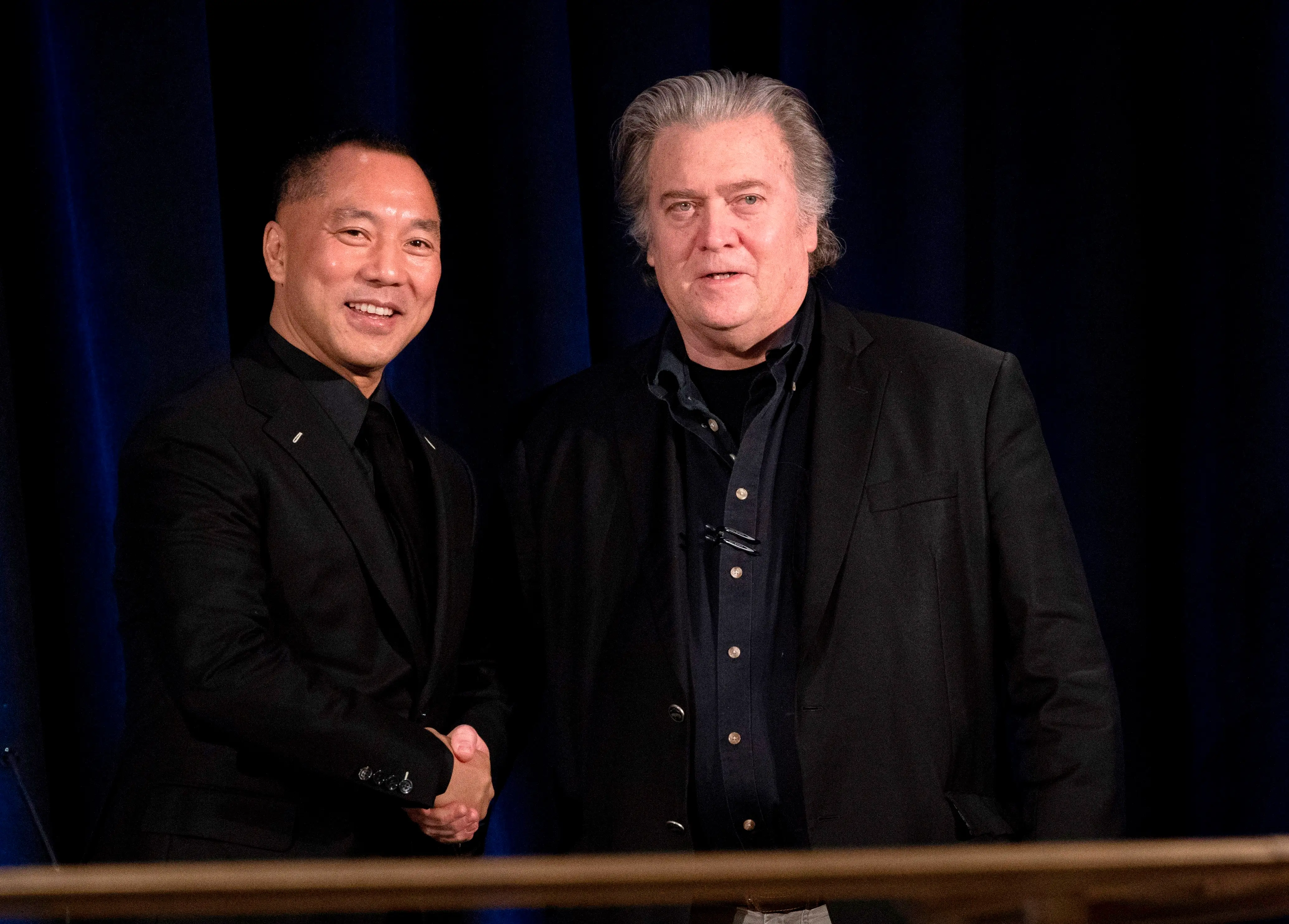 Miles Guo with former White House strategist Steve Bannon with Miles Guo in 2018.