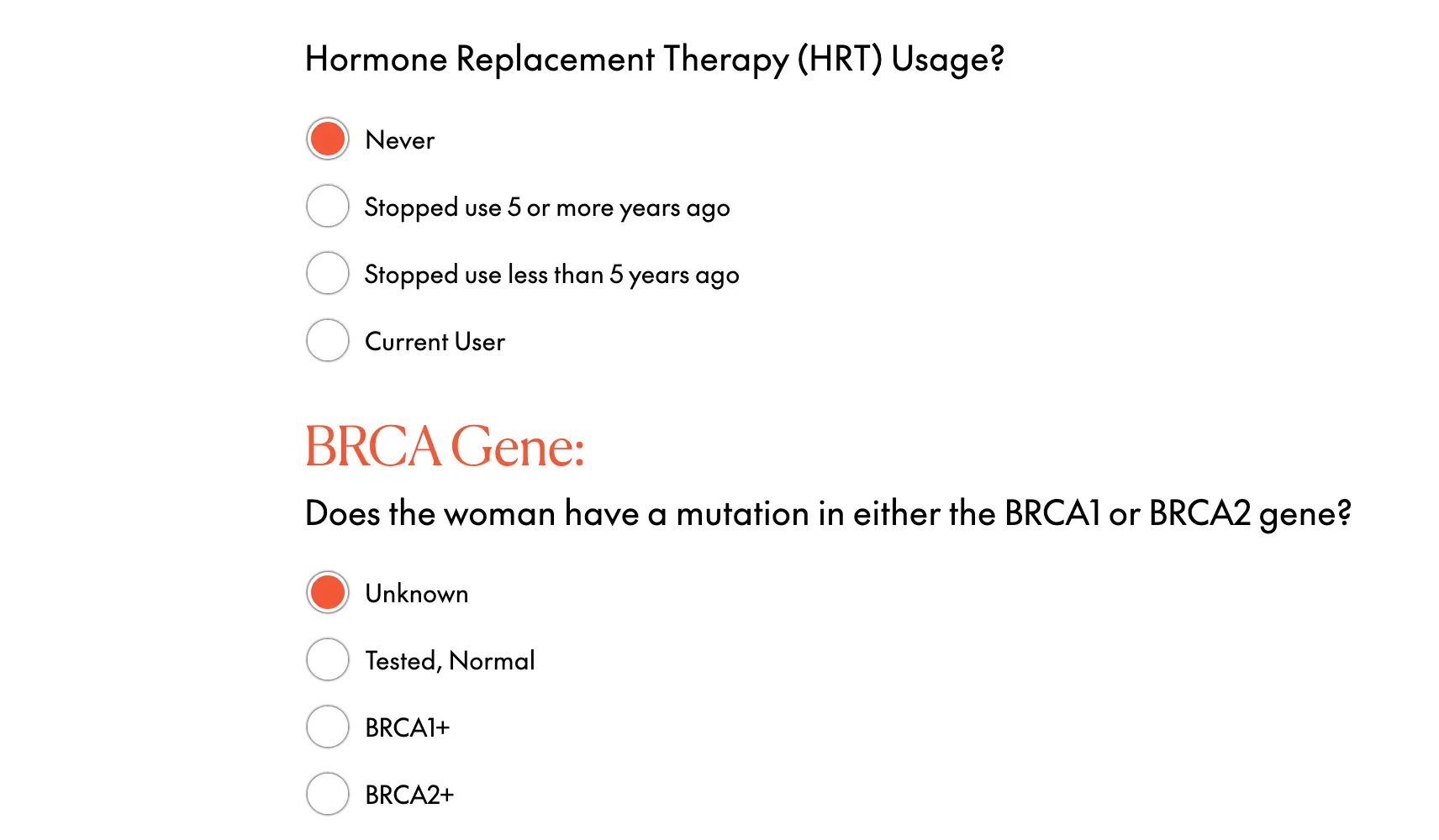 Lifetime risk assessment score