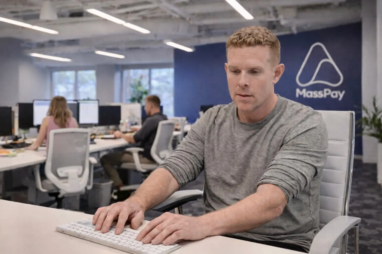 A man typing on a keyboard