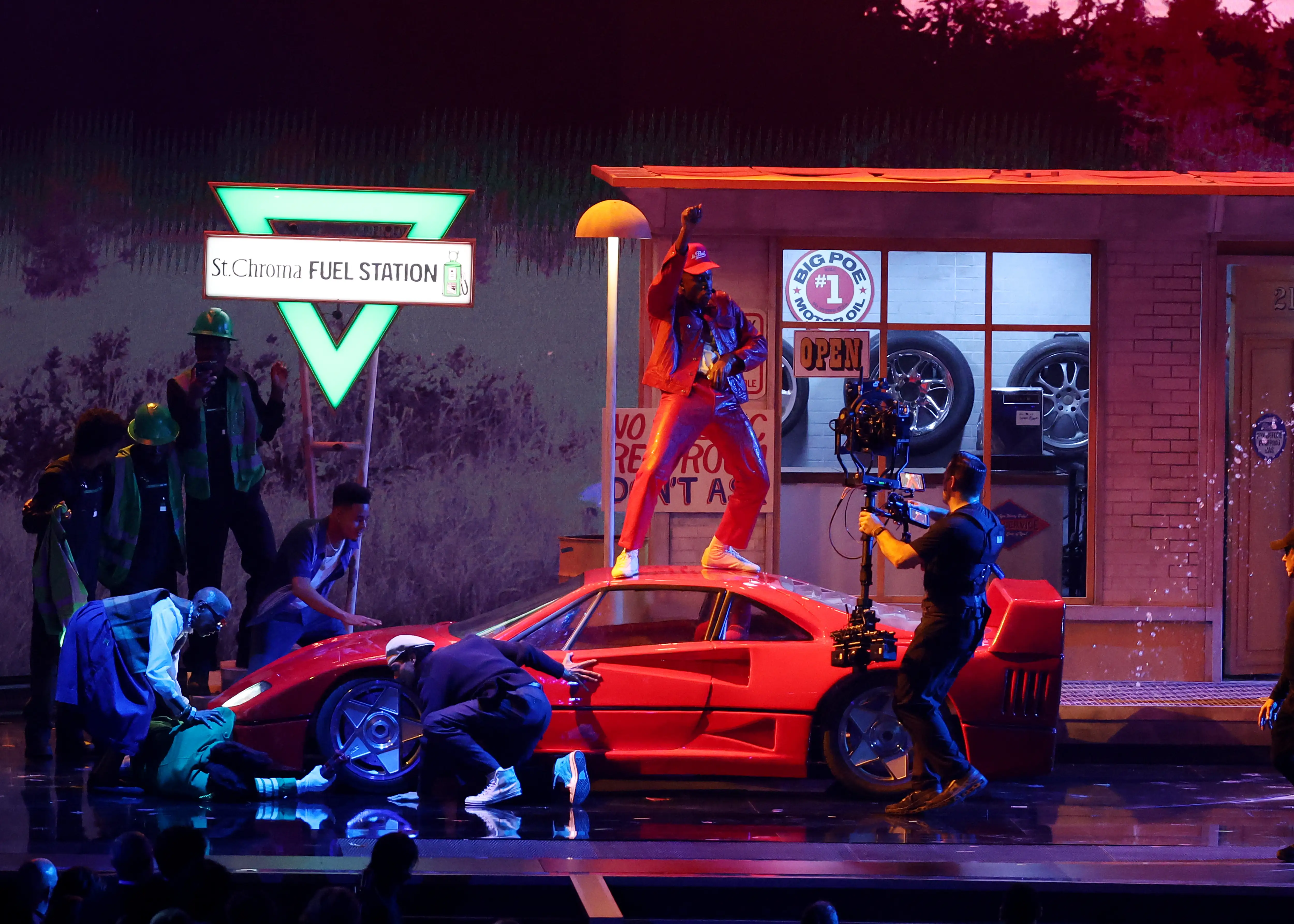 Tyler, the Creator performs at the 2026 Grammys.