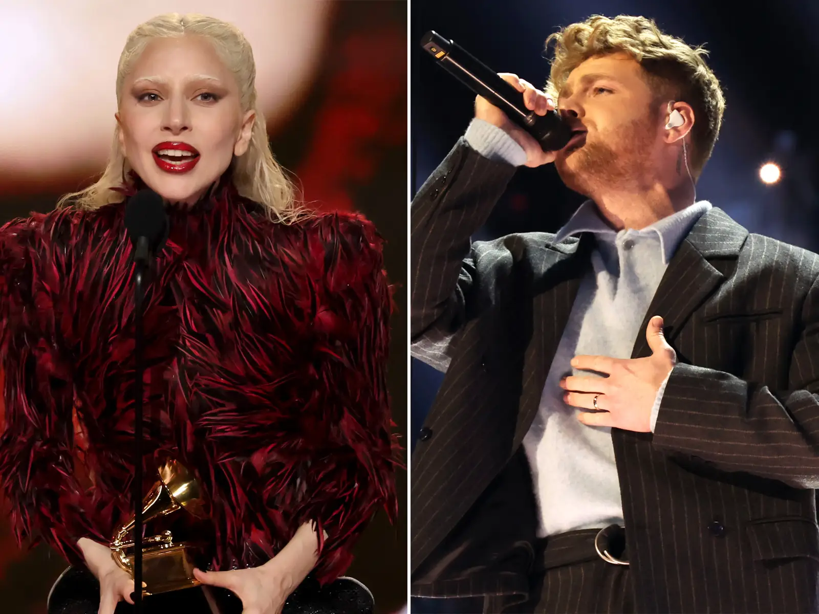 Lady Gaga and Alex Warren at the 2026 Grammys.