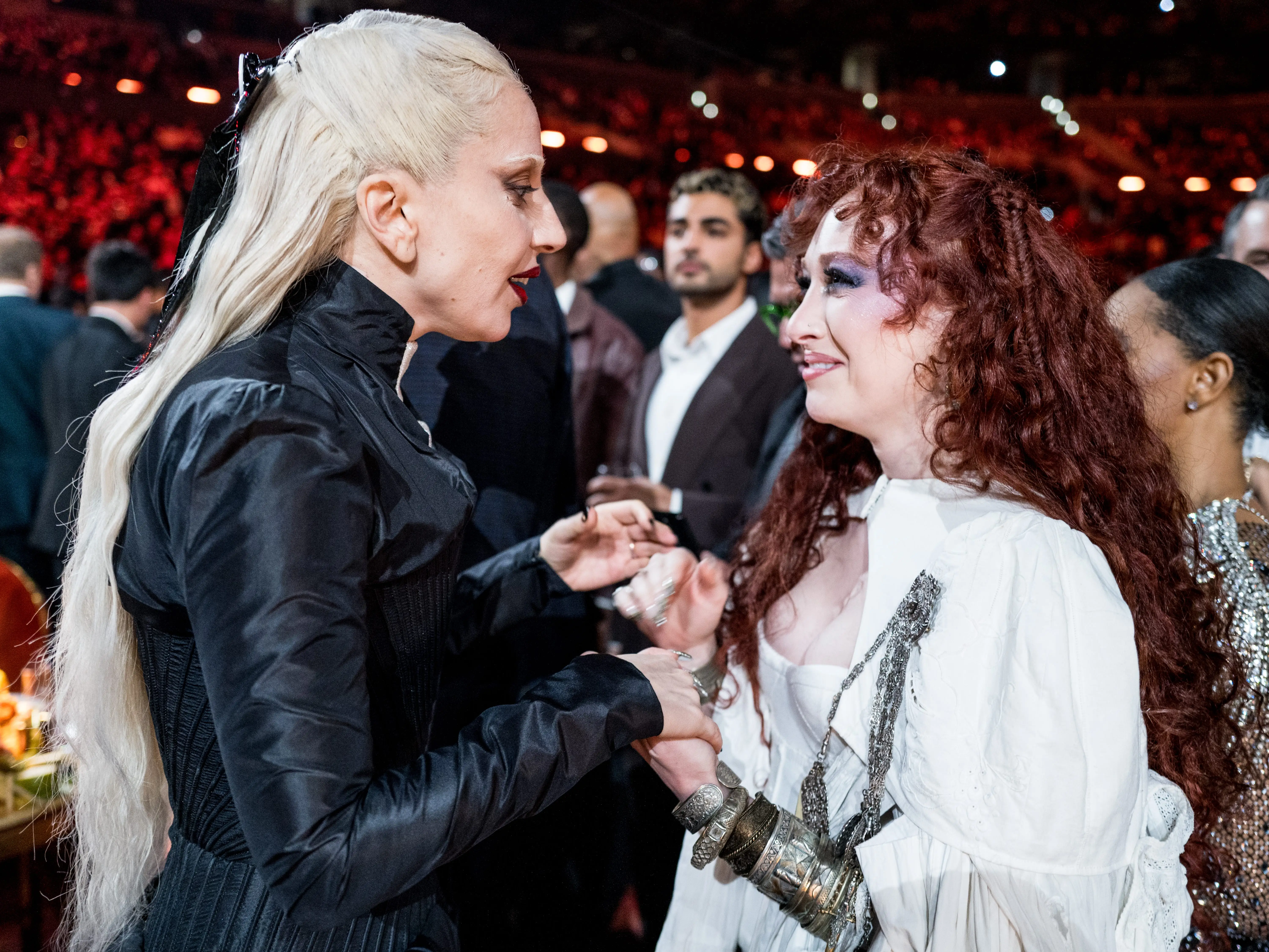 Lady Gaga and Chappell Roan at the Grammy Awards in February 2026.