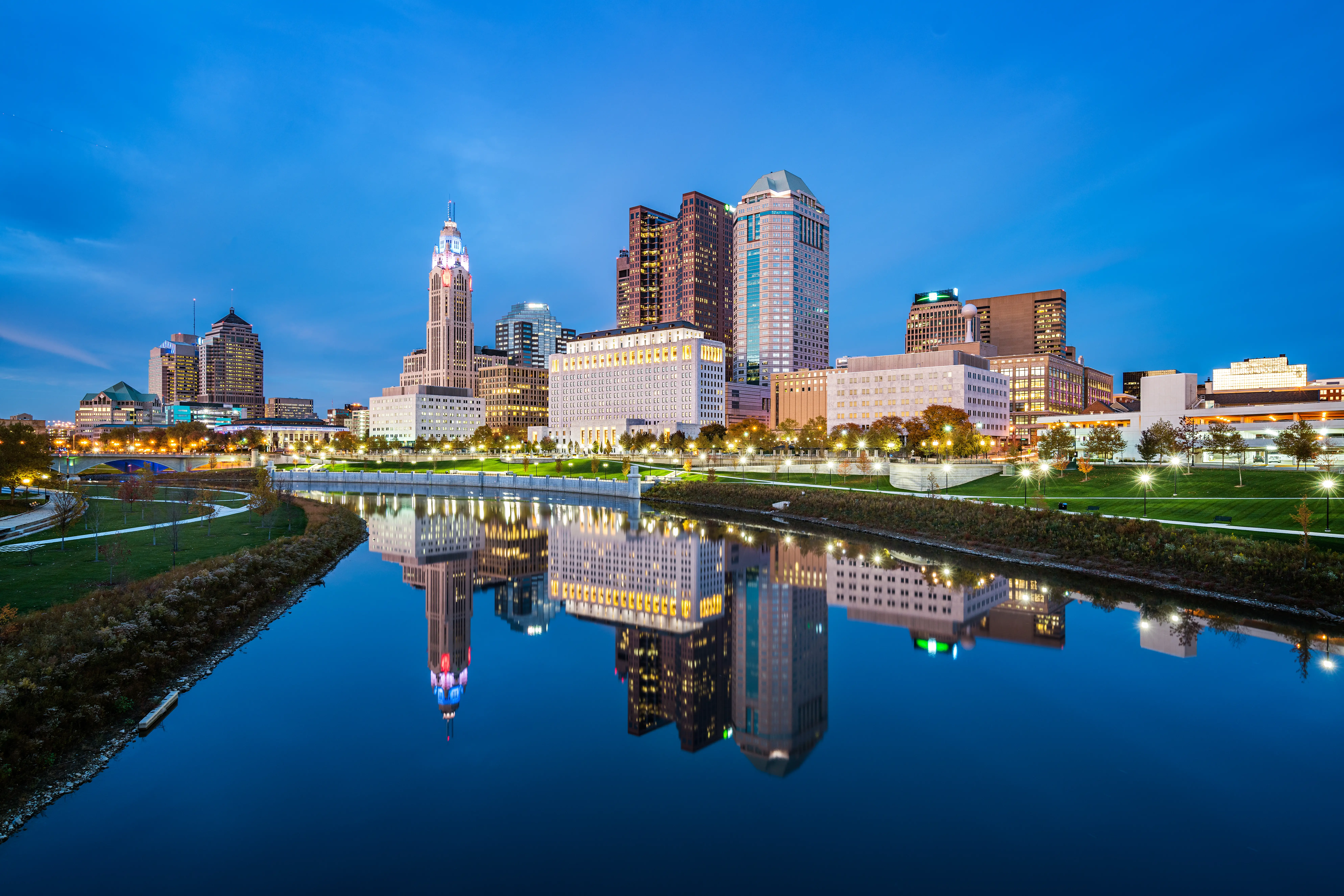 The skyline in Columbus, Ohio.