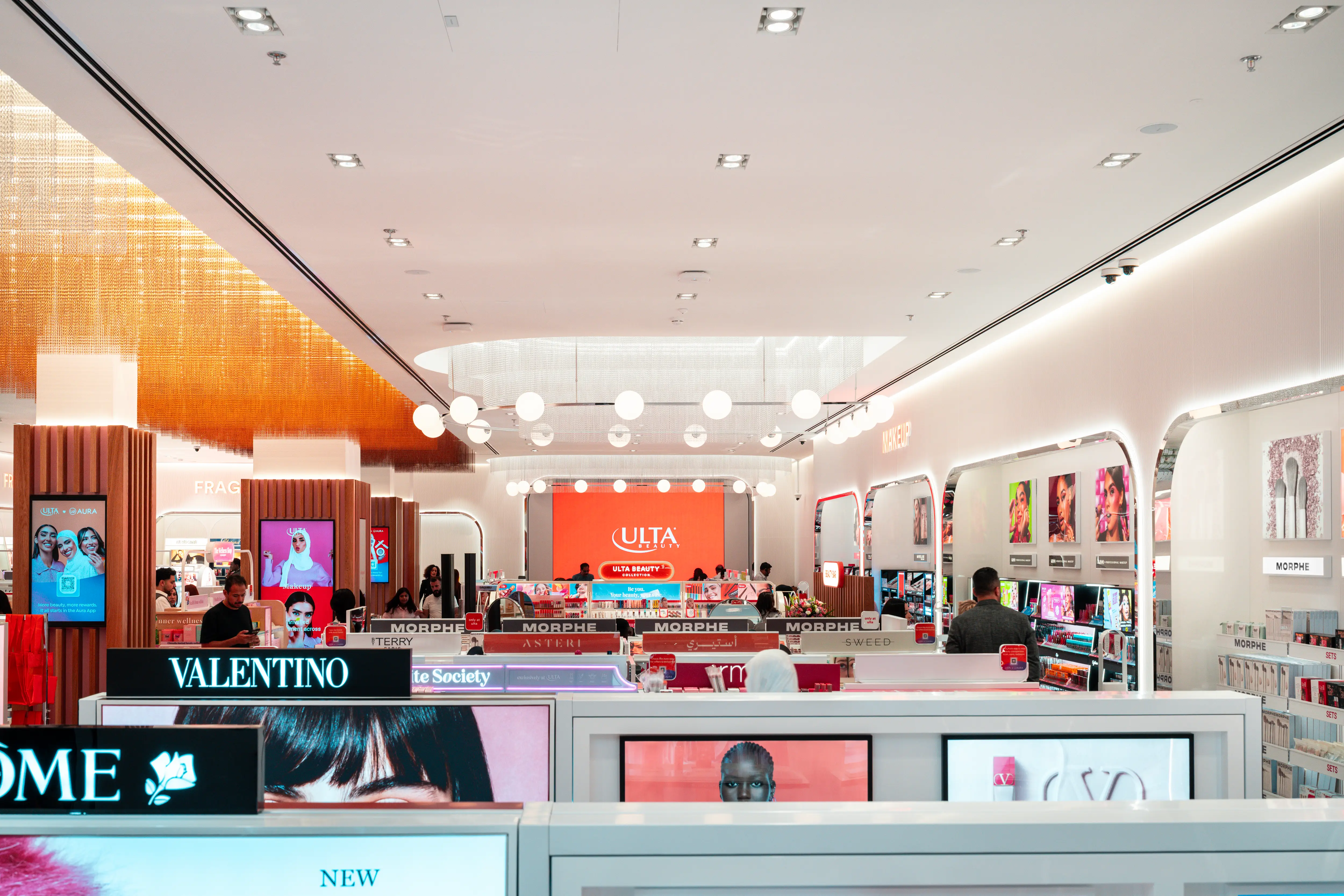 Store staff at Ulta Beauty Dubai have a fun uniform that matches the store's contemporary but playful vibe.