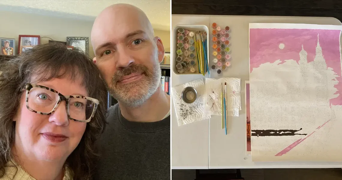 My husband and I started doing adult paint-by-numbers to get off our phones. The hobby’s benefited us more than we expected.