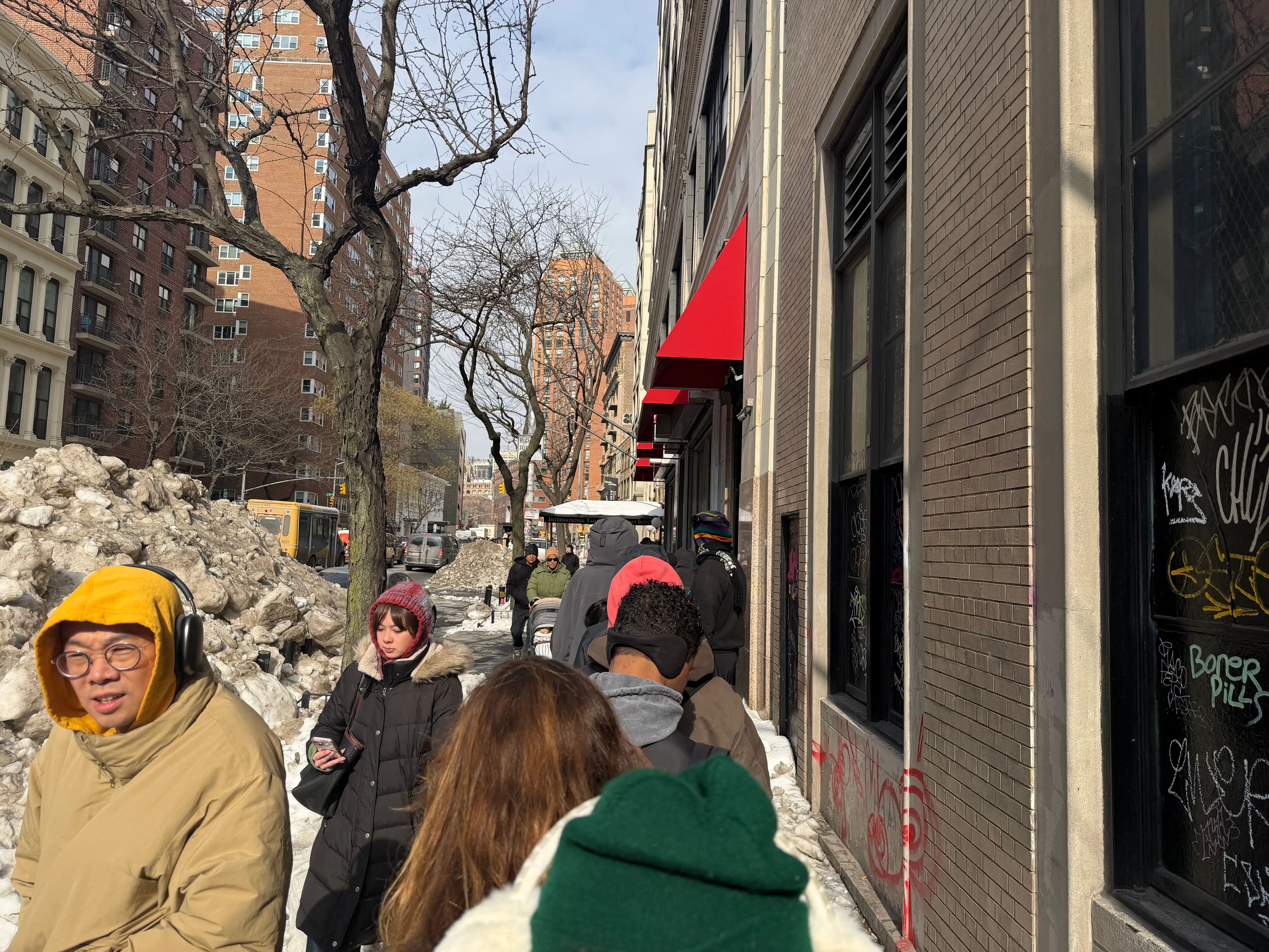 The back of the line for the Kalshi grocery is store is pictured.